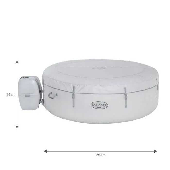 Spa gonflable avec Lumières LED BESTWAY- Lay-Z-Spa Paris - 196 x 66 cm - 4/6 places - Rond + Aspirateur pour spa