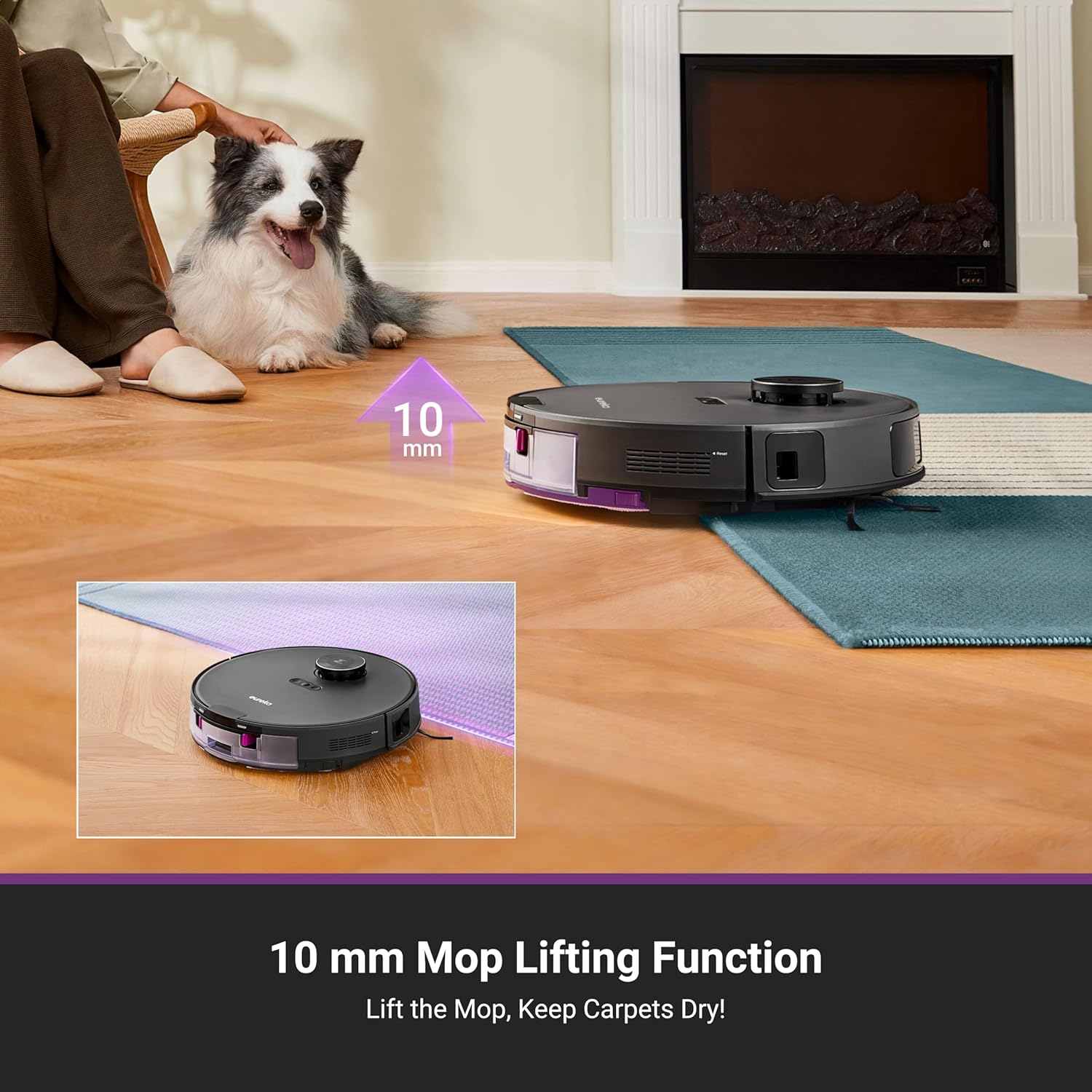 Eureka Robot Vacuum with Bagless Self Emptying Station, 2 in 1 Robotic Vacuum and Mop Combo, 60-Day Capacity, 4000Pa Suction, Auto Lifting Mop, LiDAR Navigation,NER E10s
