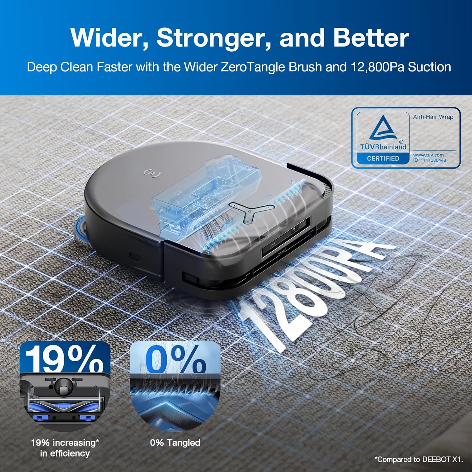 ECOVACS DEEBOT T50 PRO Omni Robot Vacuum and Mop, 3.19” Ultra-Slim, 15,000Pa Suction, ZeroTangle 2.0, TruEdge Edge Cleaning, AIVI 3D Obstacle Avoidance, Auto Mop Wash & Dry, Self-Emptying