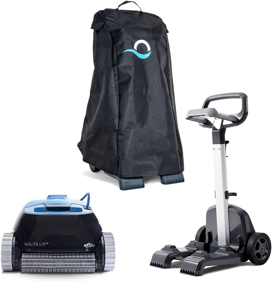 Dolphin Nautilus CC Automatic Robotic Pool Vacuum Cleaner Includes Caddy and Classic Cover for Storage and Protection, Ideal for In-Ground Pools up to 33 FT in Length