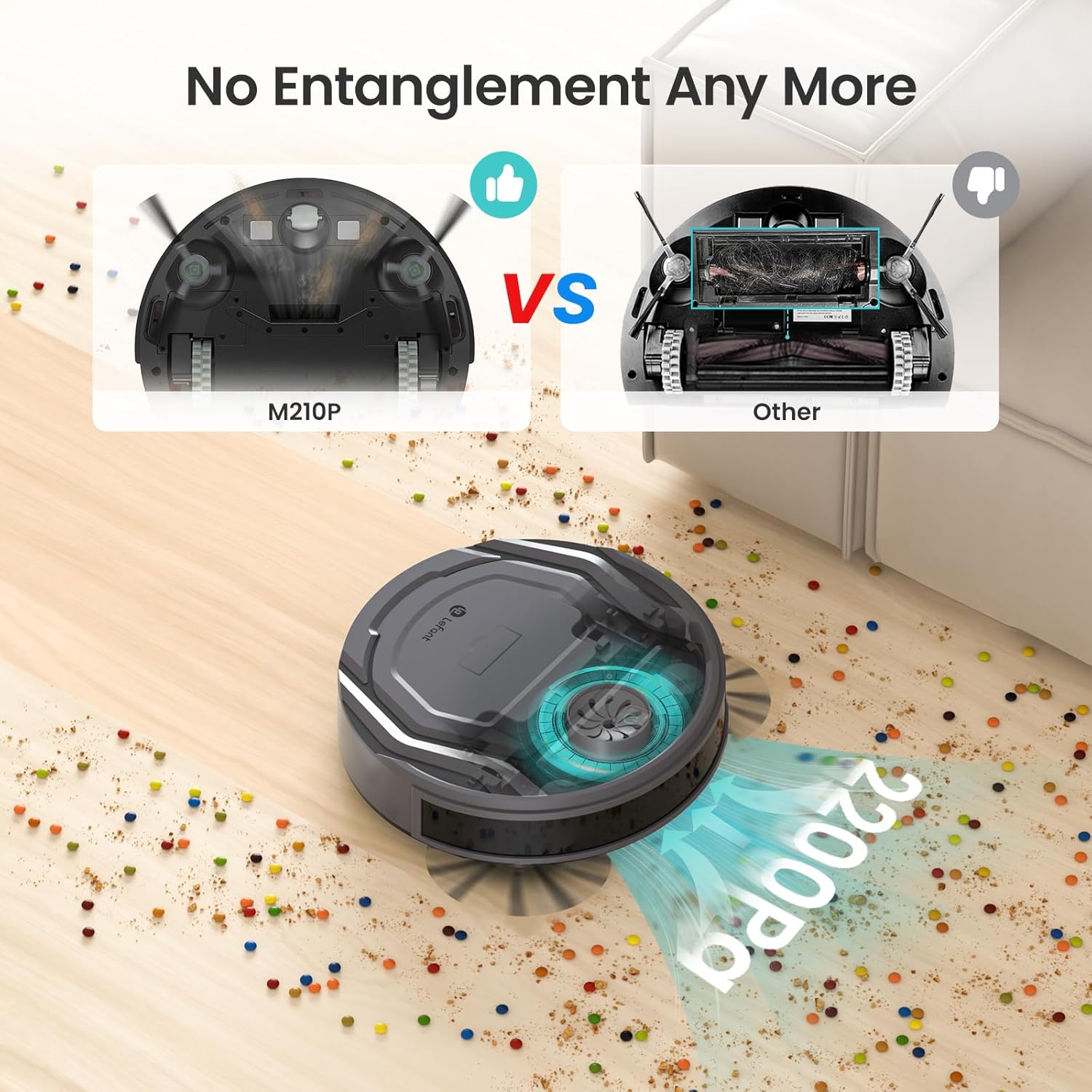 Lefant M2 Plus Robot Vacuum and Mop Combo,190° PSD Obstacle Avoidance,LIDAR Navigation,40-Day Capacity,Powerful Suction,Perfect for Pet Hair,140 Min Runtime, WiFi/App/Alexa