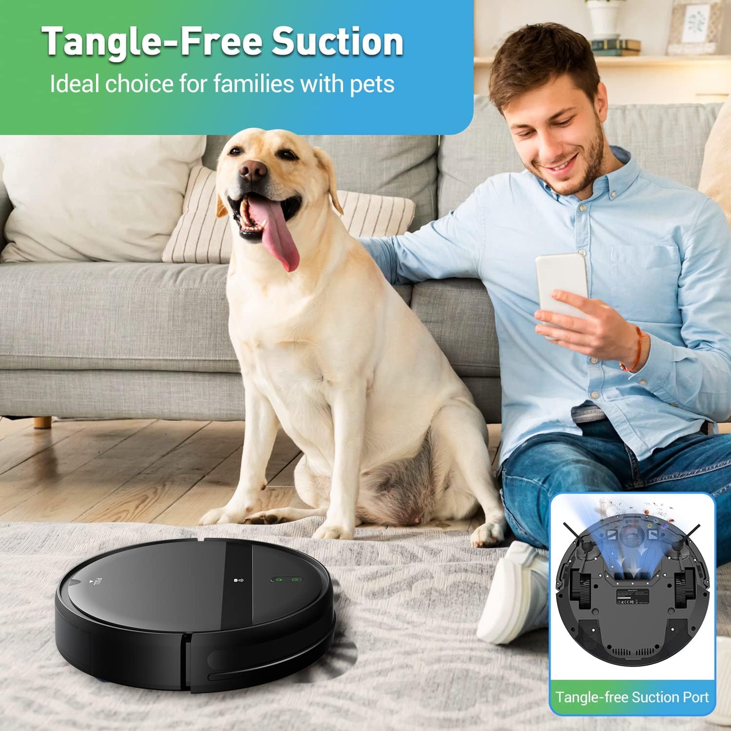 Robot Vacuum and Mop Combo 2300Pa for Pet Hair | Robotic Vacuum Cleaner with WiFi/Alexa/App | Auto Recharge & Tangle-Free | Ultra-Slim Quiet 2.8