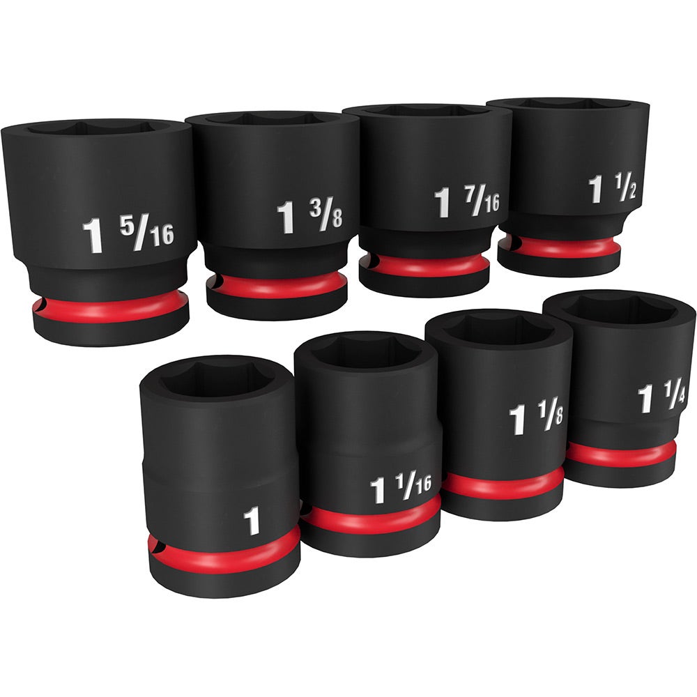 MILWAUKEE 8 Piece 3/4inch Drive 6 Point Shockwave SAE Standard Impact Socket Set 49667017