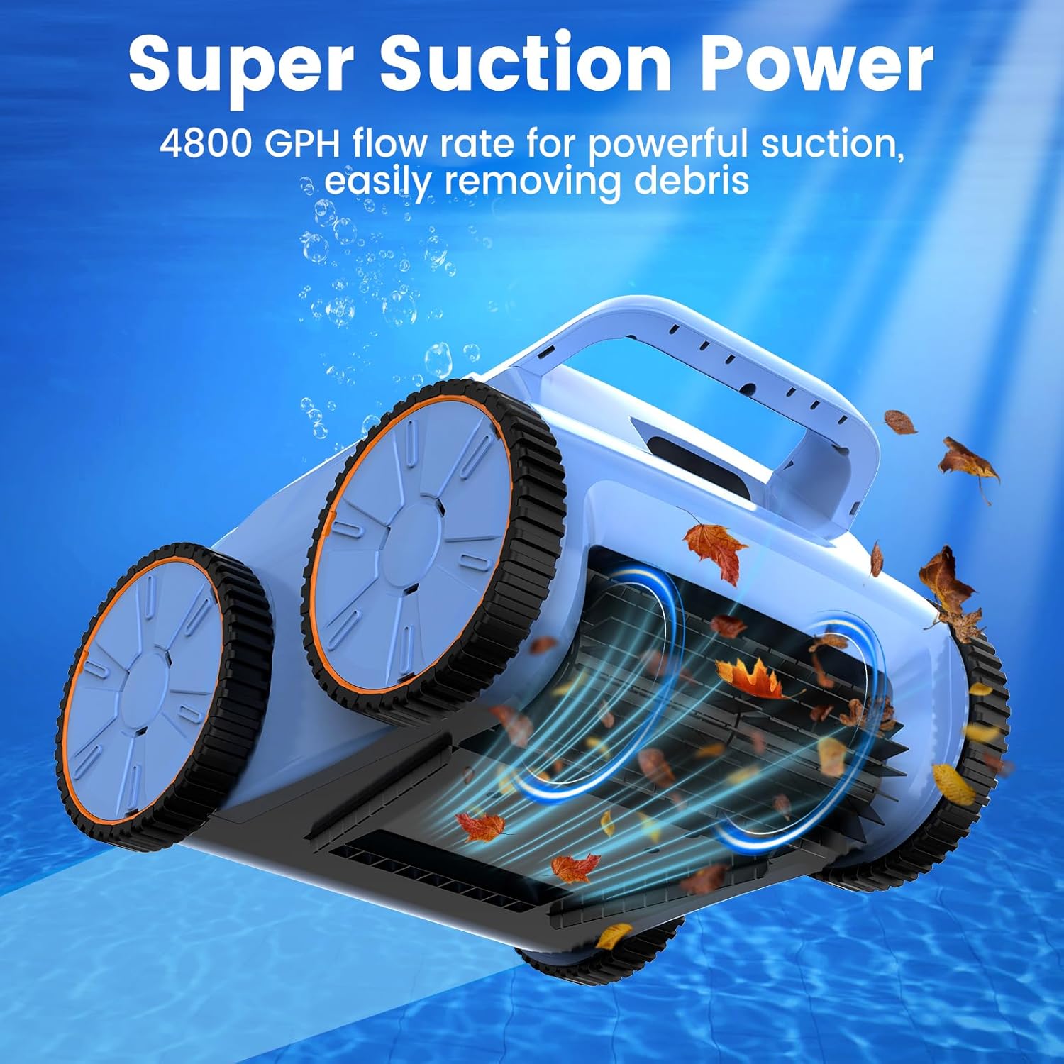 (2025 Upgraded) Pool Vacuum for Inground Pools, Cordless Robotic Pool Cleaner with Floor, Wall and Waterline Cleaning, Above & In-Ground Pools up to 2200 sq.ft, Blue