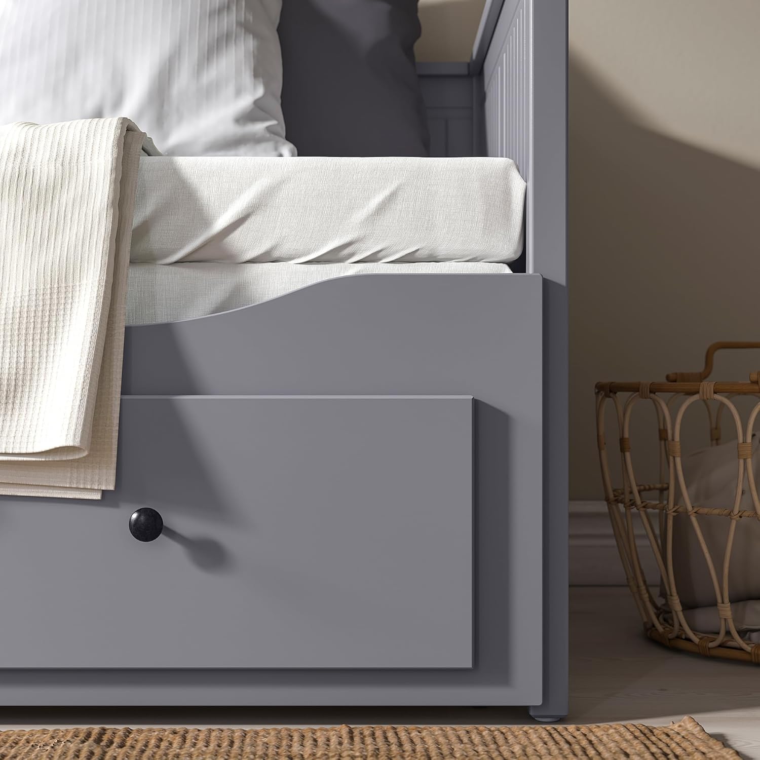 IKEA HEMNES Day-Bed w 3 Drawers/2 mattresses, 80x200 cm, Grey/Vannareid Extra Firm