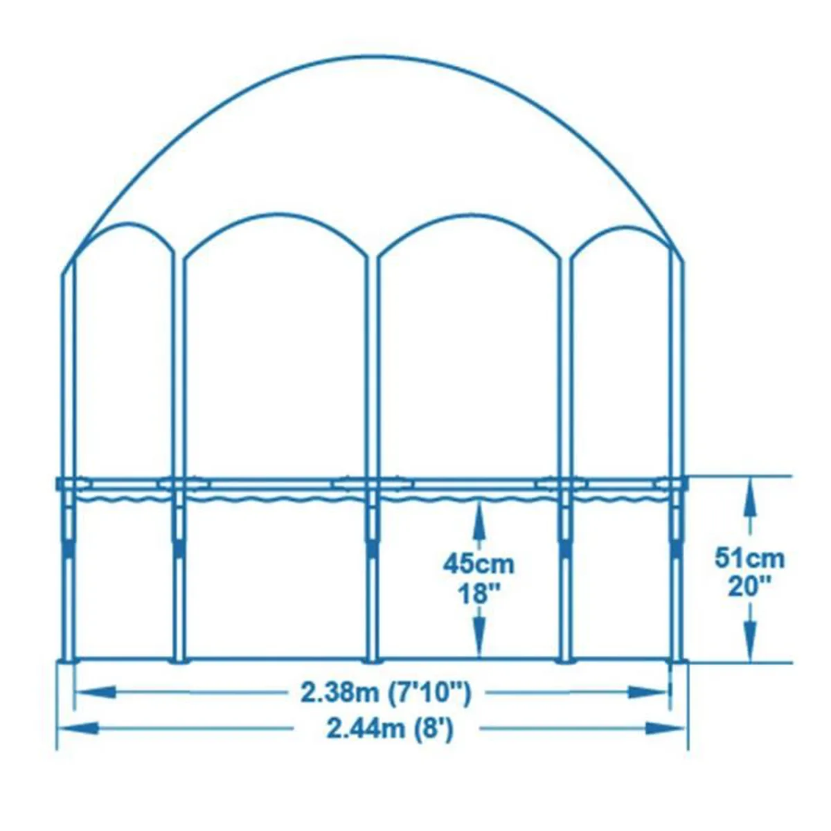 Piscine tubulaire avec tonnelle/douche Diamètre 244 cm/Hauteur 51 cm/1680 L