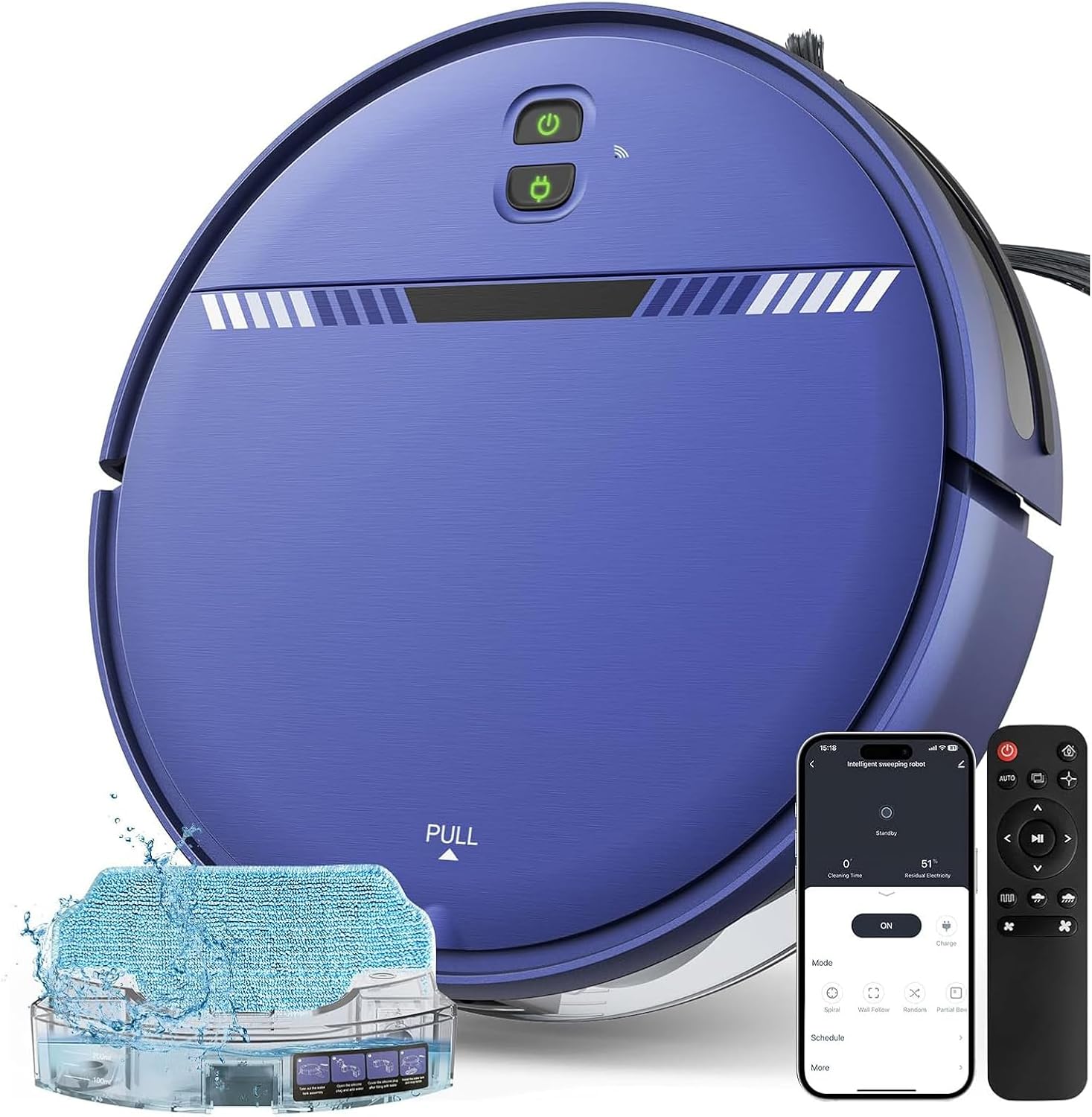Robot Vacuum and Mop Combo, 2 in 1 Vacuum Robot with WiFi/App/Voice, Schedule, Water Tank and Dustbin, Self-Charging, Slim, Ideal for Hard Floor, Pet Hair, Carpet