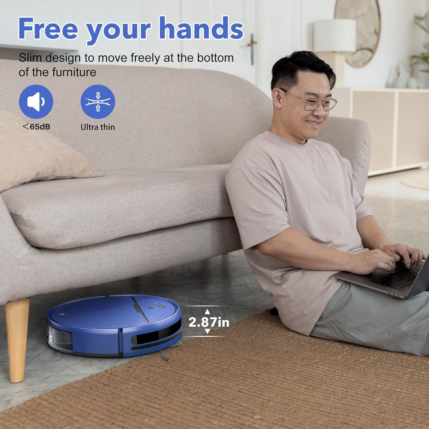 Robot Vacuum and Mop Combo, 2 in 1 Robot Vacuums Cleaner with WiFi/App, Robotic Vacuum with Strong Suction, Schedule, Self-Charging, Slim, Quiet, Ideal for Hard Floor, Pet Hair, Low Pile Carpet