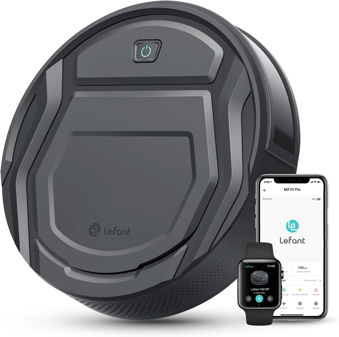 Lefant M2 Plus Robot Vacuum and Mop Combo,190° PSD Obstacle Avoidance,LIDAR Navigation,40-Day Capacity,Powerful Suction,Perfect for Pet Hair,140 Min Runtime, WiFi/App/Alexa