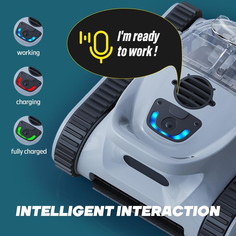 Crab Robotic Pool Vacuum, Wall-Climbing Robot, Automatic Pool Cleaner, Suitable for Walls and Floors of 1614 Square Feet Pool , Black/Grey