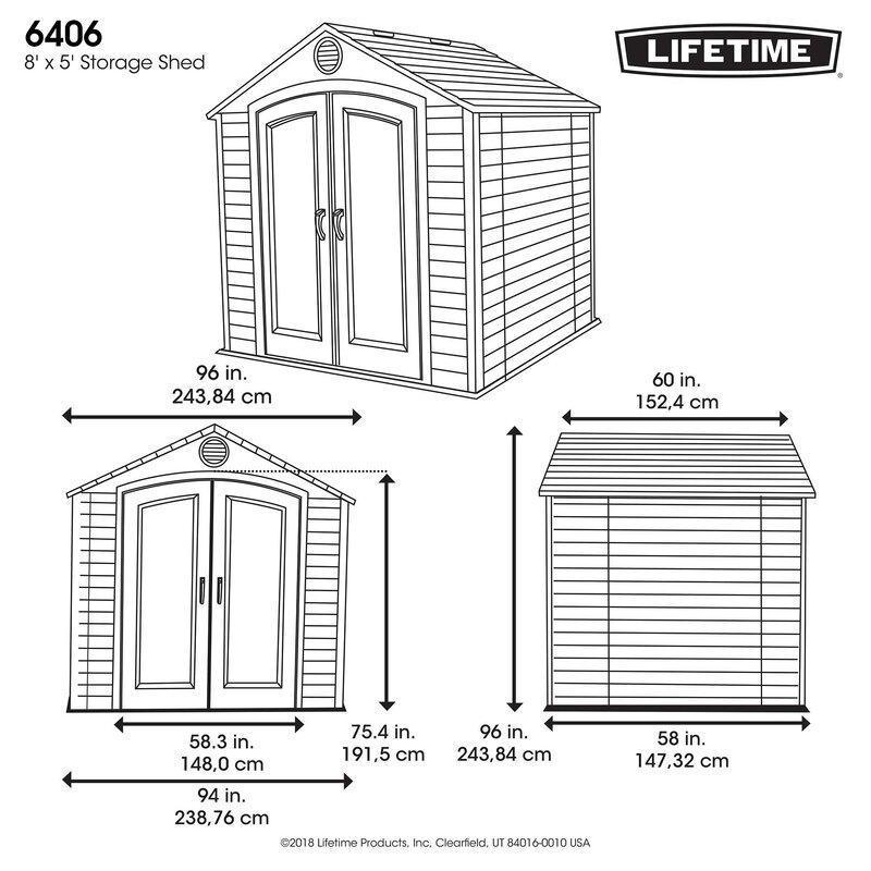 Lifetime 8 ft. W x 5 ft. D Plastic Storage Shed