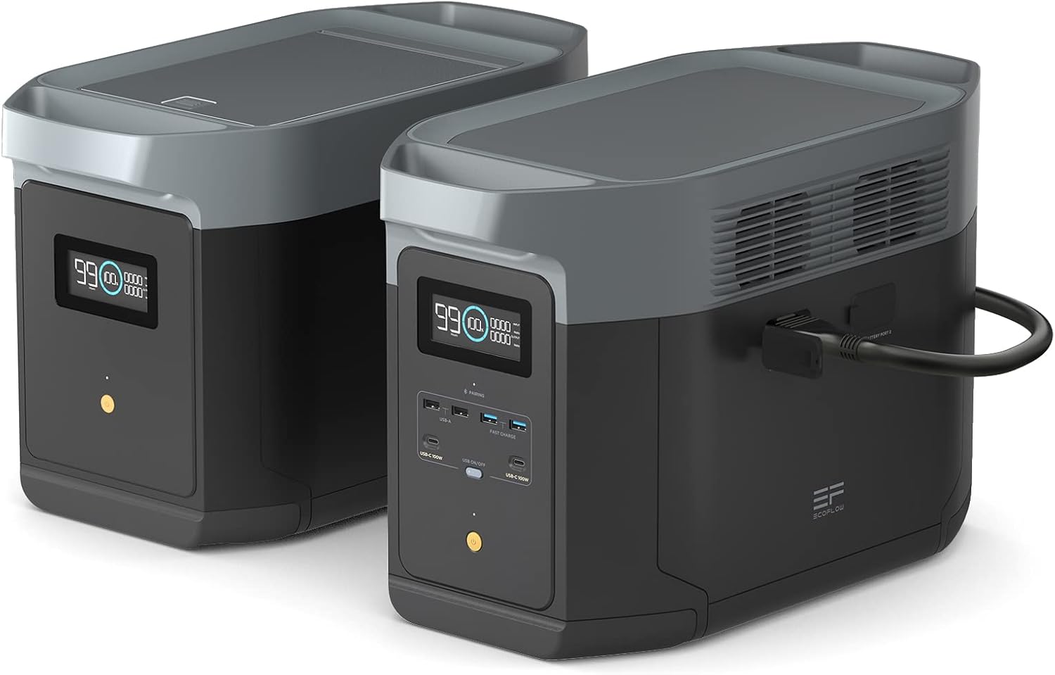 EF ECOFLOW Solar Generator DELTA 2 Max 2048Wh With 400W Solar Panel, LFP Battery Portable Power Station Up to 3400W AC Output Fast Charging 0-80% in 43 Min solar powered generator For Camping, RV
