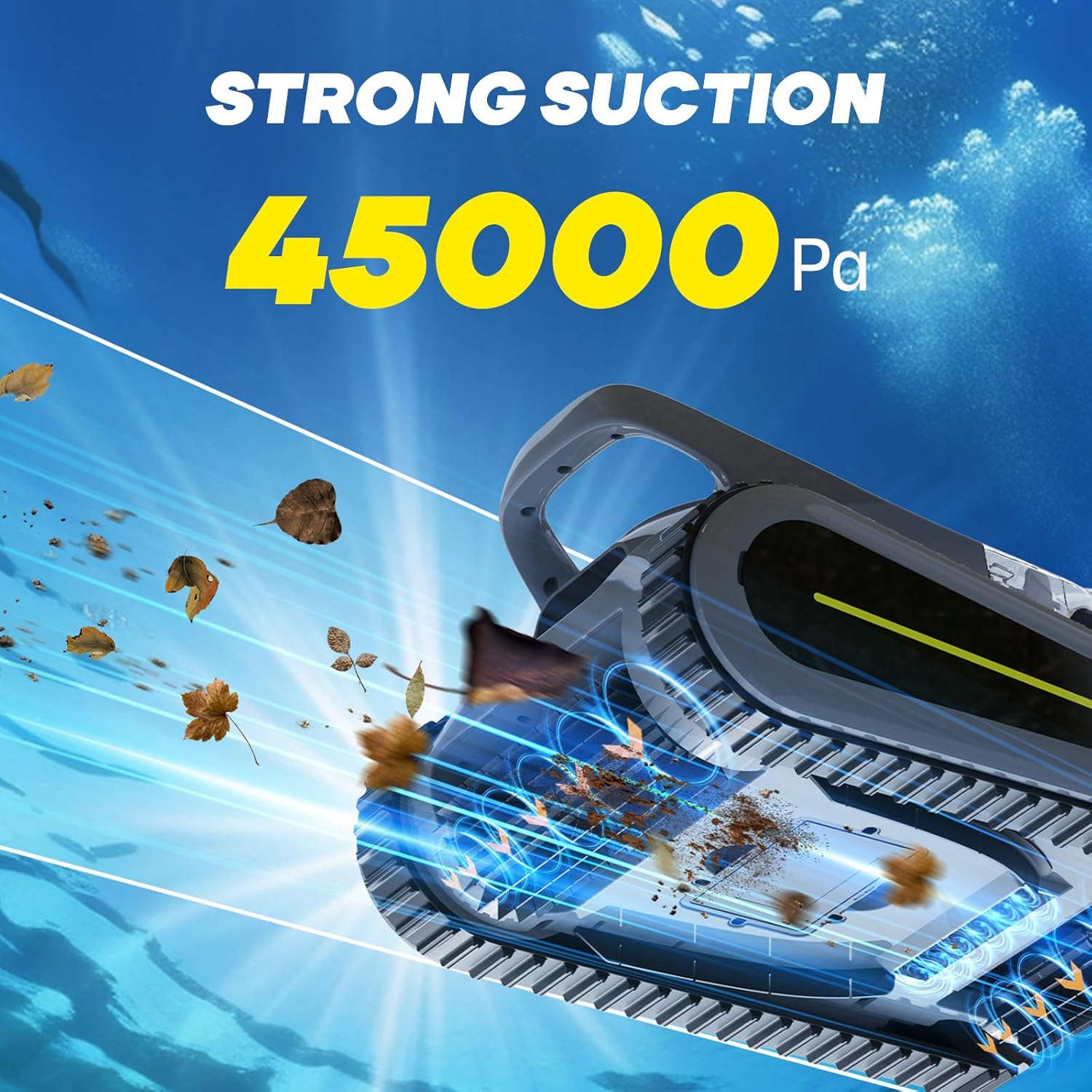 Crab Robotic Pool Vacuum, Wall-Climbing Robot, Automatic Pool Cleaner, Suitable for Walls and Floors of 1614 Square Feet Pool , Black/Grey