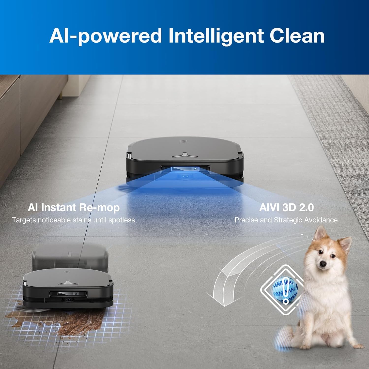 ECOVACS DEEBOT T50 PRO Omni Robot Vacuum and Mop, 3.19” Ultra-Slim, 15,000Pa Suction, ZeroTangle 2.0, TruEdge Edge Cleaning, AIVI 3D Obstacle Avoidance, Auto Mop Wash & Dry, Self-Emptying