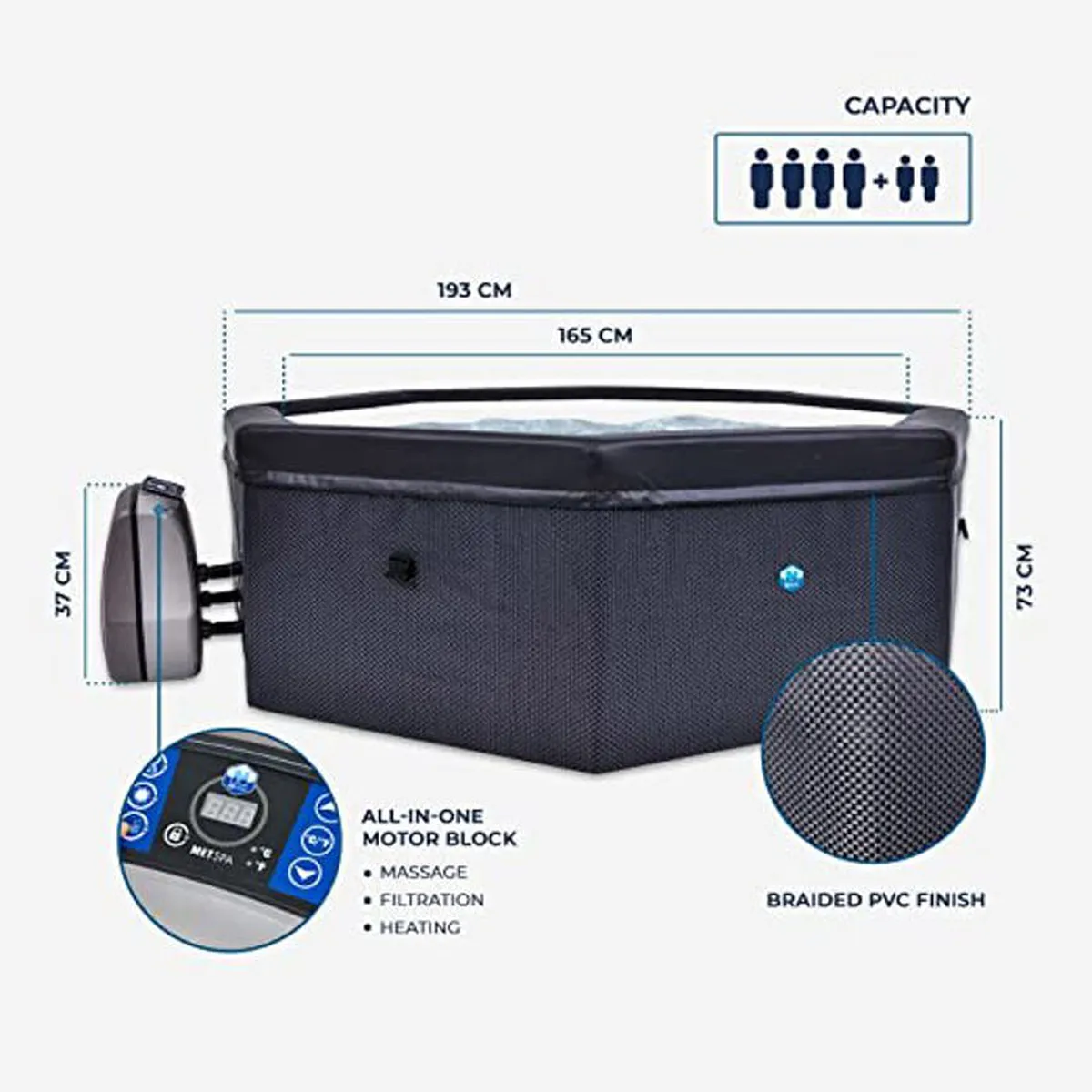 Spa semi-rigide octogonal Octopus NetSpa pour 4 à 6 personnes + mobilier 5 élements
