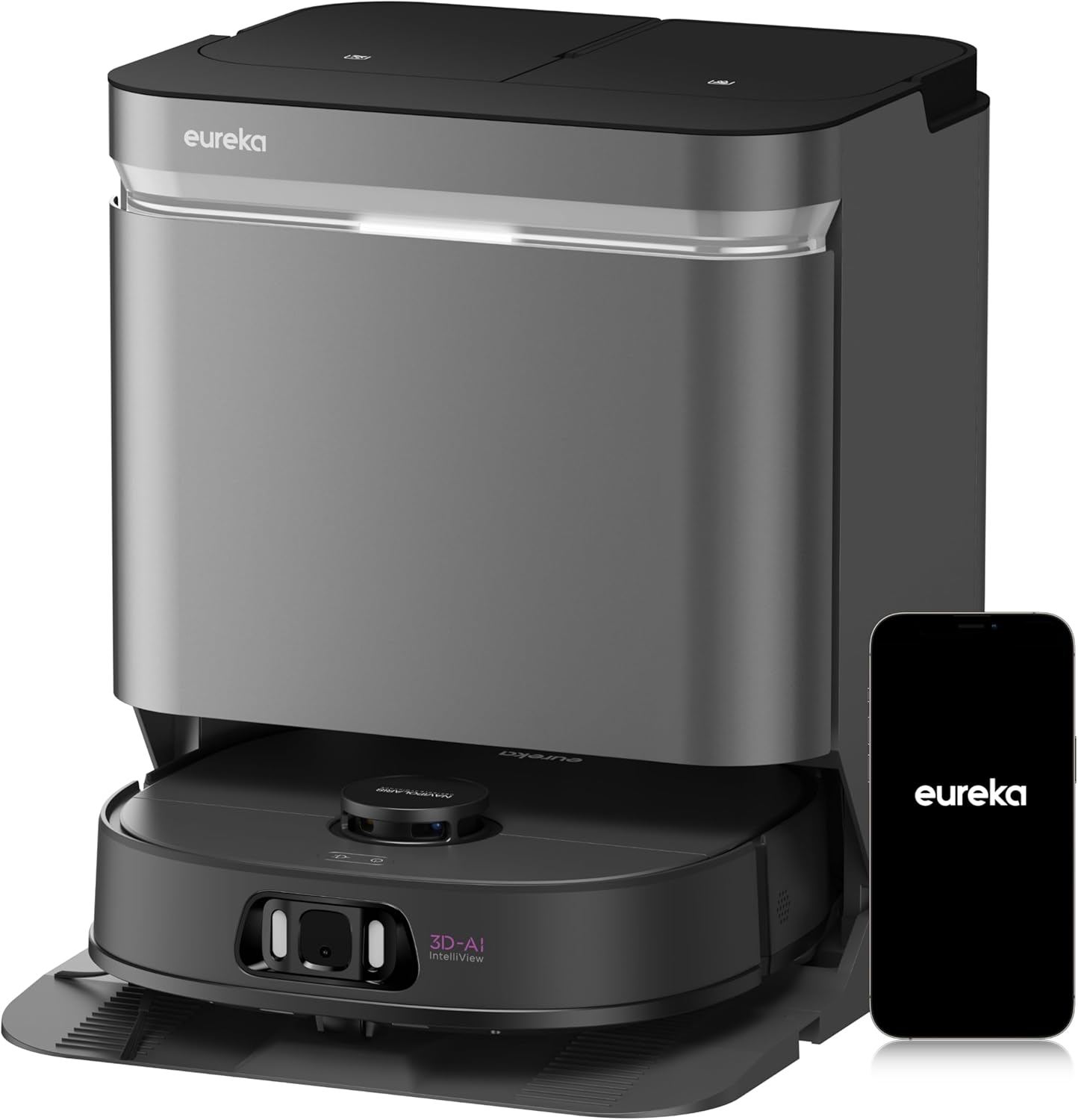 Eureka E20 Plus Robot Vacuum and Mop Combo, Robot Vacuum Cleaner with Bagless Self Emptying Station, 45-Day Capacity 8000Pa Suction and Anti Hair-Tangling Brush App Control LiDAR Navigation