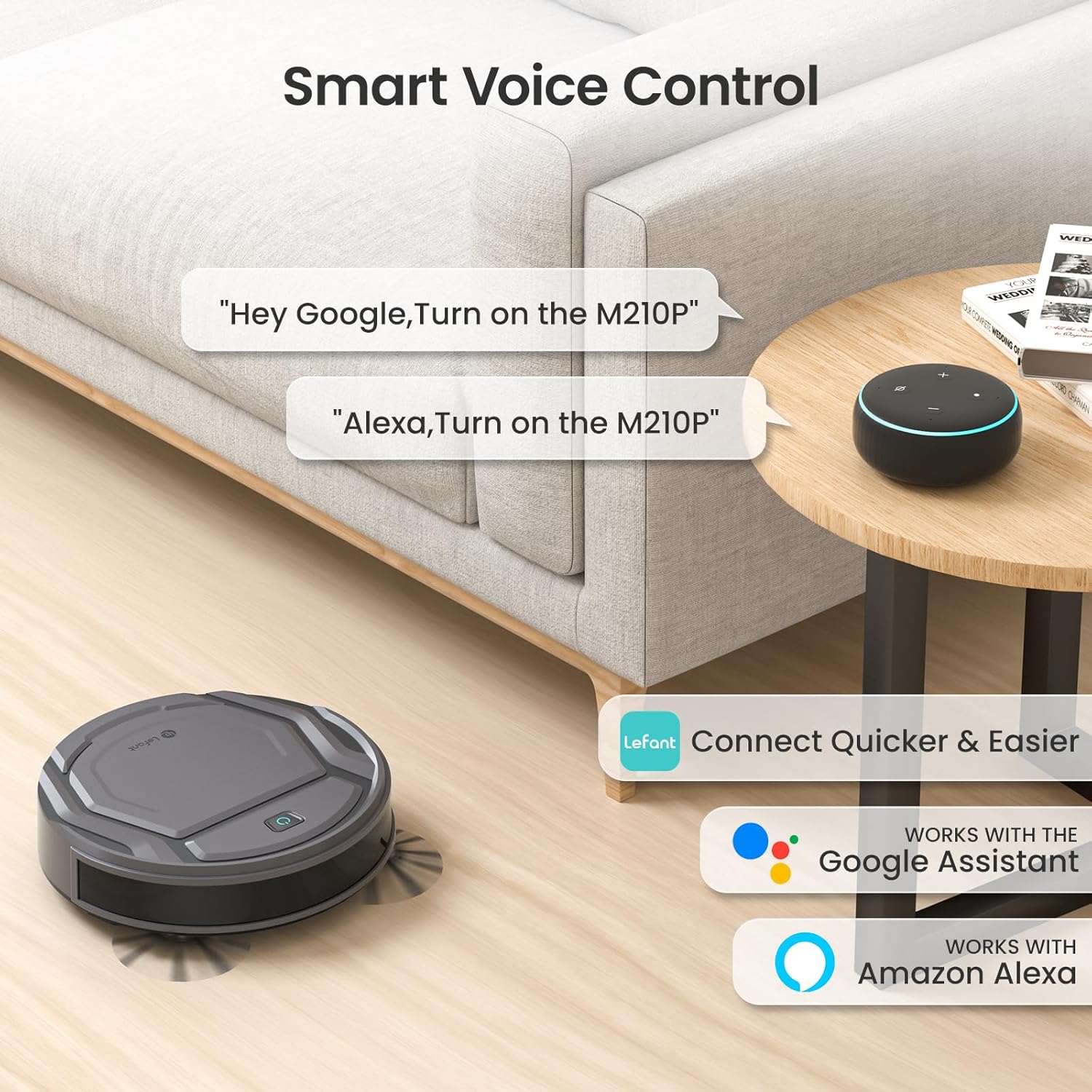 Lefant M3 Robot Vacuum, Robot Vacuum and Mop, 12000Pa Suction, Anti-Tangle Brushes, Dual Spinning Mop, Auto Mop Washing, Drying, Self-Emptying, Self-Refilling, for Pet Hair Dust, App Voice Control
