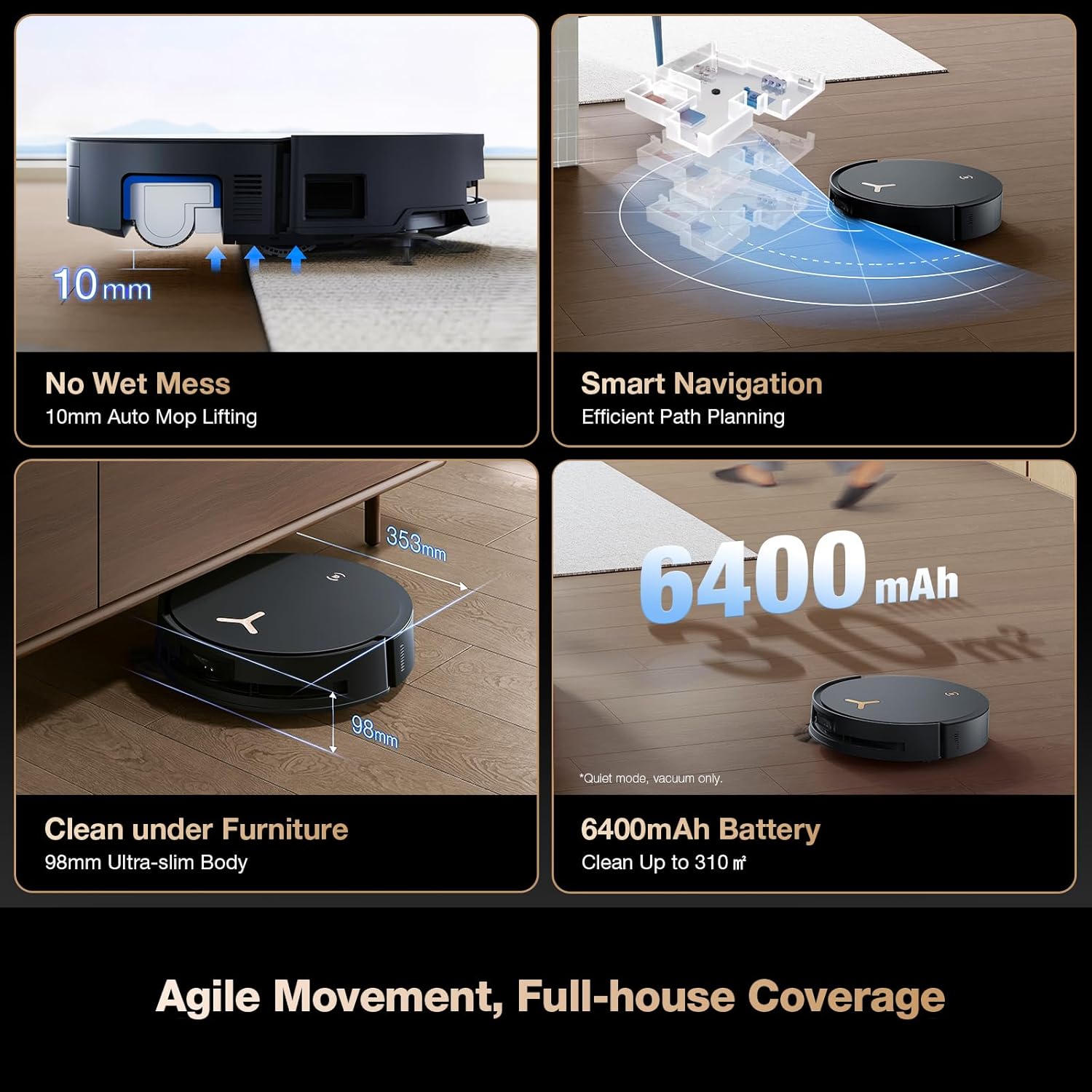 ECOVACS DEEBOT T50 PRO Omni Robot Vacuum and Mop, 3.19” Ultra-Slim, 15,000Pa Suction, ZeroTangle 2.0, TruEdge Edge Cleaning, AIVI 3D Obstacle Avoidance, Auto Mop Wash & Dry, Self-Emptying