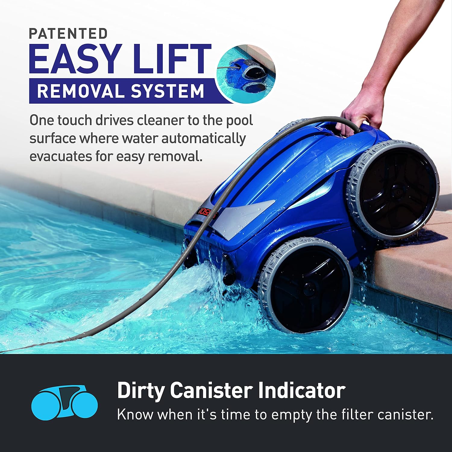 Polaris 9550 Sport Robotic Pool Cleaner, Automatic Vacuum for InGround Pools up to 60ft, 70ft Swivel Cable, Remote Control, Wall Climbing Vac w/Strong Suction & Easy Access Debris Canister