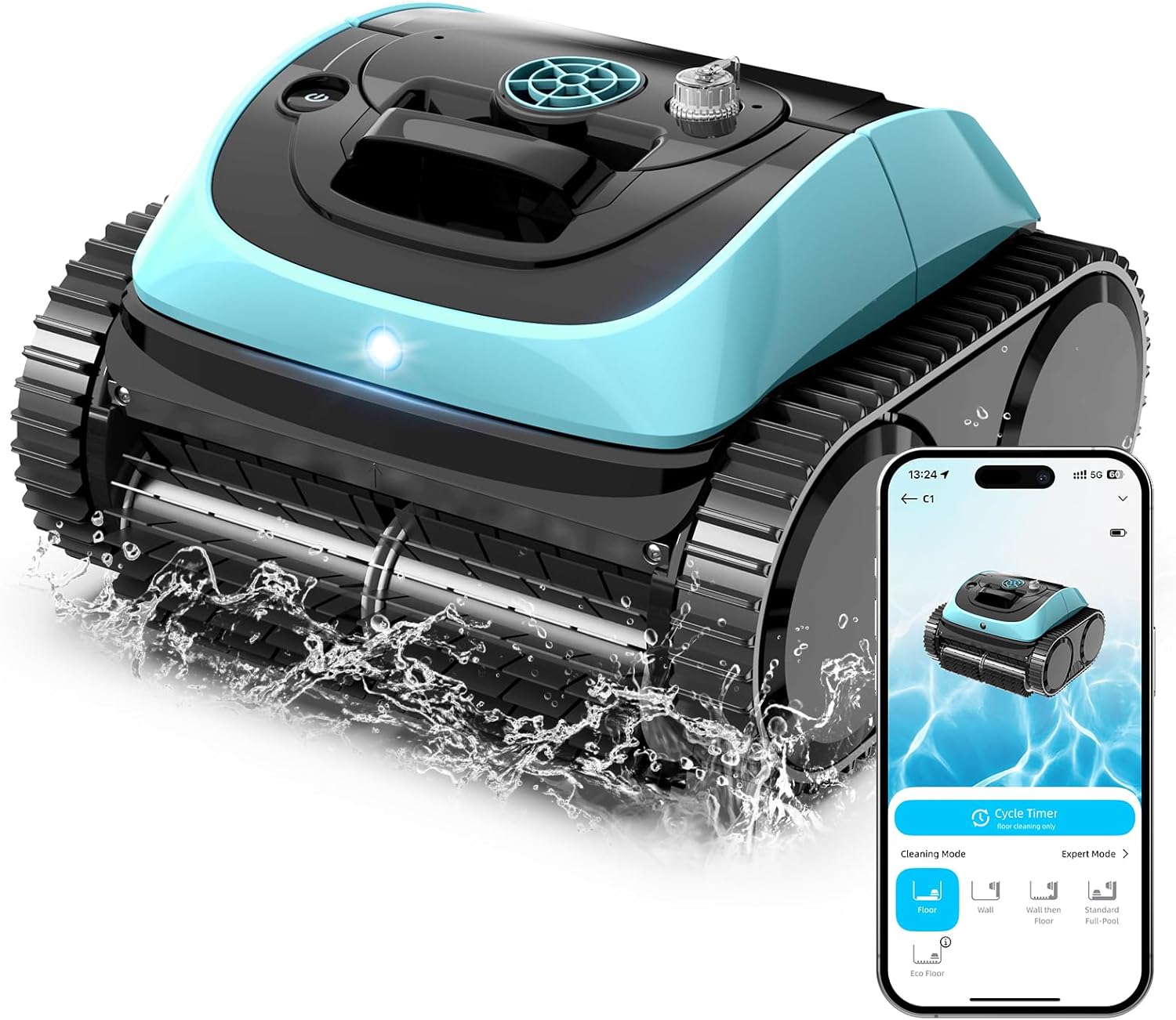 Pool Vacuum for Inground Pools, Cordless Robotic Pool Cleaner, Wall and Waterline Cleaning, Intelligent Route Planning, 150 min Runtime, for Pools up to 1,600 Sq.ft