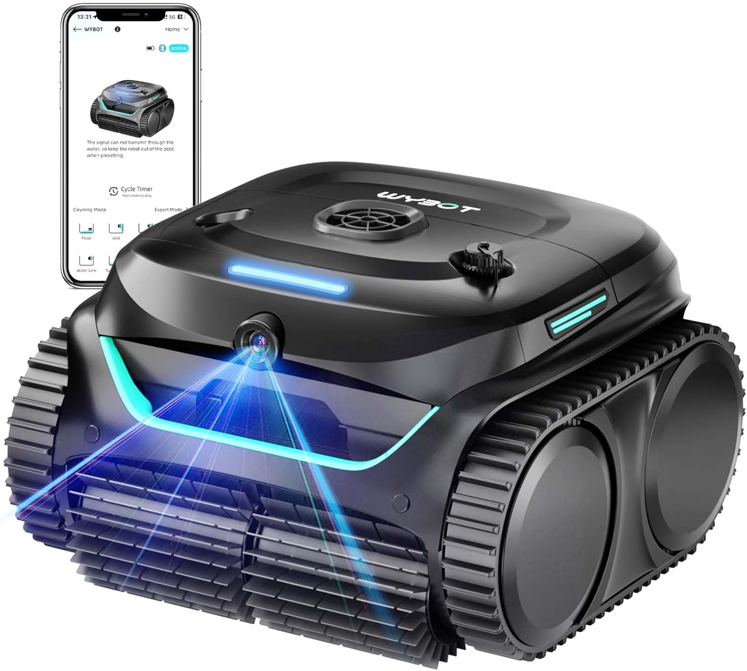 (2025 New) WYBOT C2 Vision Robotic Pool Vacuum with AI Camera, Ultra-Fine Filtration Pool Cleaners for Above&Inground Pools, Comprehensive 8 Mode, Wall Climbing, Smart Navigation, Gray