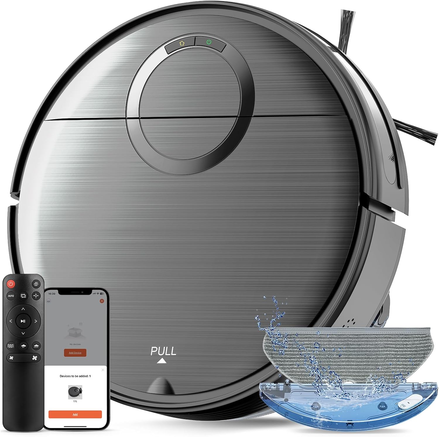 Robot Vacuum and Mop Combo, Robotic Vacuum Cleaner 2 in 1 Vacuuming Mopping with Schedule, Wi-Fi/App/Remote, Max Suction 2000Pa, Self-Charging, Slim, Ideal for Hard Floor, Pet Hair, Low-Pile Carpet