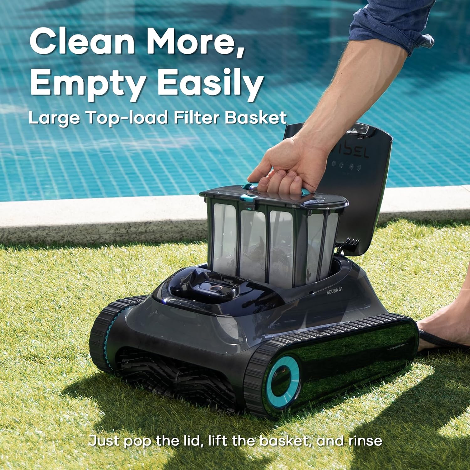 Aiper Scuba S1 Robotic Pool Cleaner, 150 Min Battery Life, WavePath 2.0 Smart Navigation, Over-The-Waterline Scrubbing, for Inground and Above Ground Pools up to 1600 sq.ft