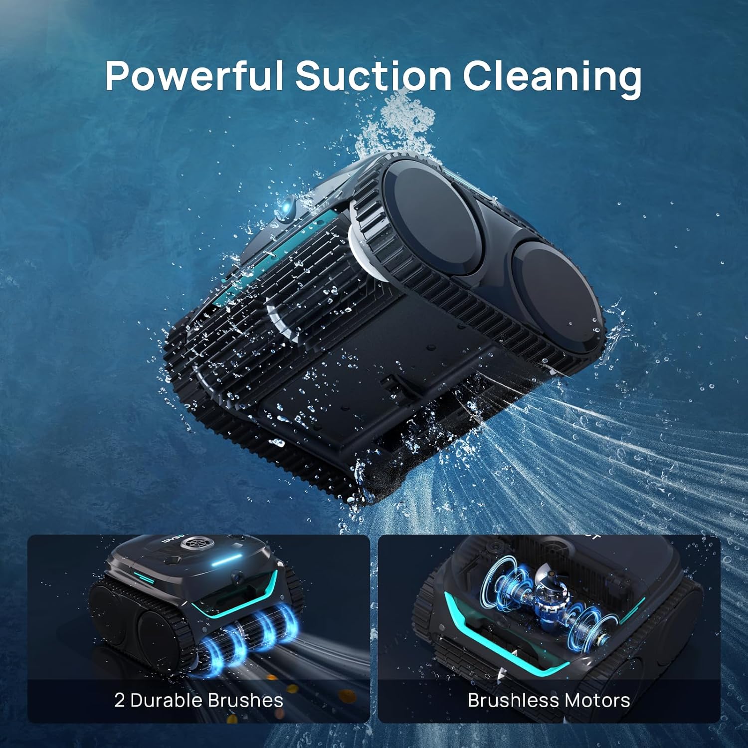 (2025 New) WYBOT C2 Vision Robotic Pool Vacuum with AI Camera, Ultra-Fine Filtration Pool Cleaners for Above&Inground Pools, Comprehensive 8 Mode, Wall Climbing, Smart Navigation, Gray