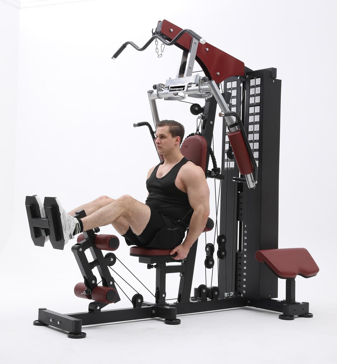Strongway® Multi Gym with Weights 72KG 100KG Weight Stack Included - Multifunction Home Gym Cable Pulley Preacher Pad Butterfly Press Strength Training