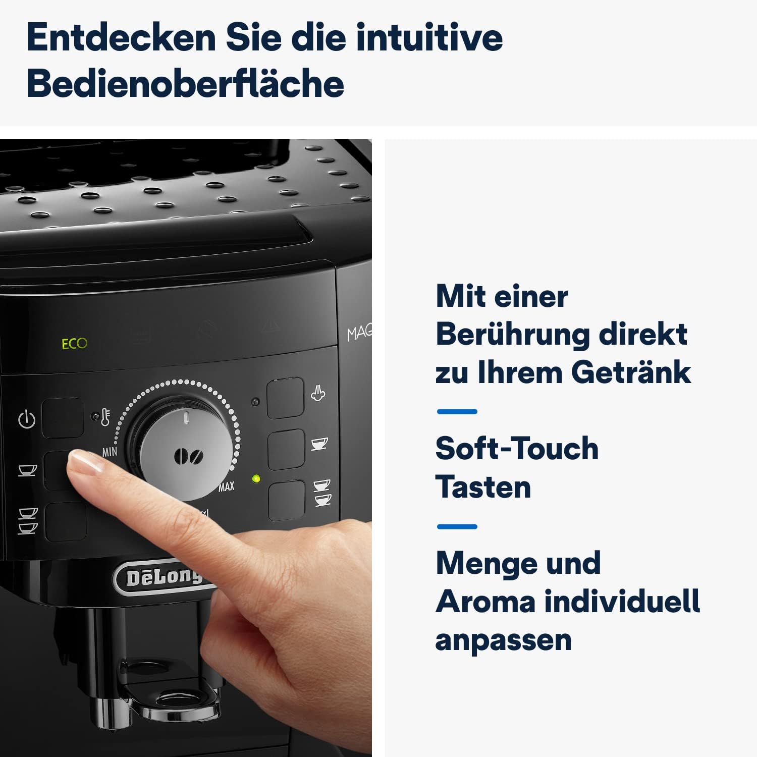 De'Longhi Magnifica S ECAM11.112.B Fully Automatic Coffee Machine with Milk Frothing Nozzle for Cappuccino with Espresso Direct Selection Buttons and Rotary Control 2 Cup Function Black