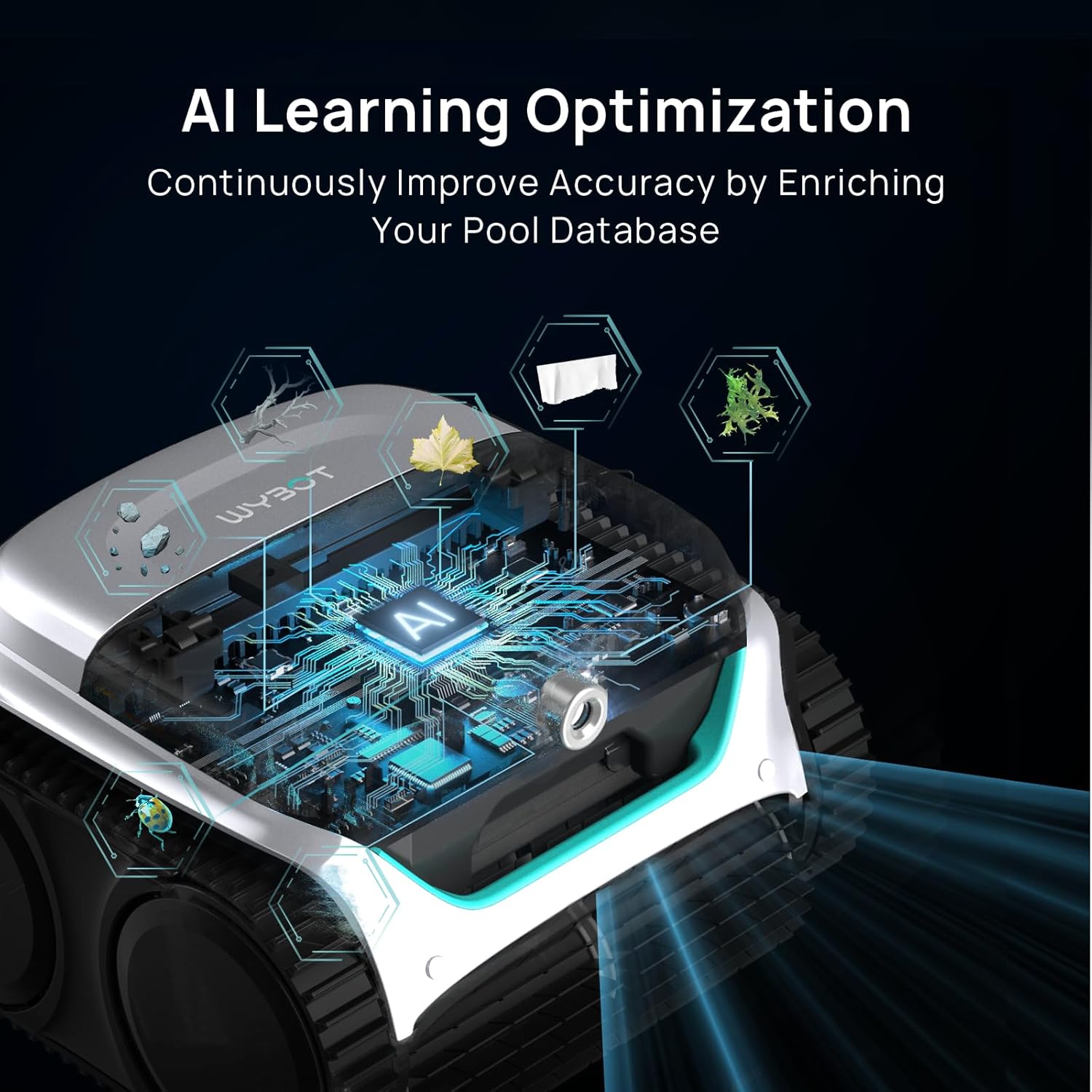 (2025 New) WYBOT C2 Vision Robotic Pool Vacuum with AI Camera, Ultra-Fine Filtration Pool Cleaners for Above&Inground Pools, Comprehensive 8 Mode, Wall Climbing, Smart Navigation, Gray