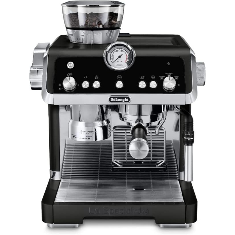 De'Longhi La Specialista Espresso Machine with Sensor Grinder, Dual Heating System, Advanced Latte System & Hot Water Spout for Americano Coffee or Tea, Black, EC9335BK