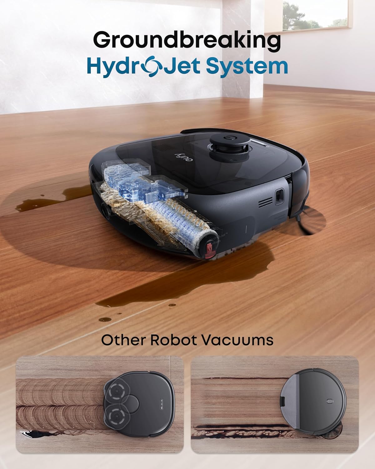 Eufy E25 Omni Robot Vacuum and Mop Combo, HydroJet System with Roller Mop, 20,000Pa, Zero-Tangling, Edge-to-Corner Cleaning, Obstacle Avoidance, Auto Mop Washing & Self-Emptying All-in-One Station