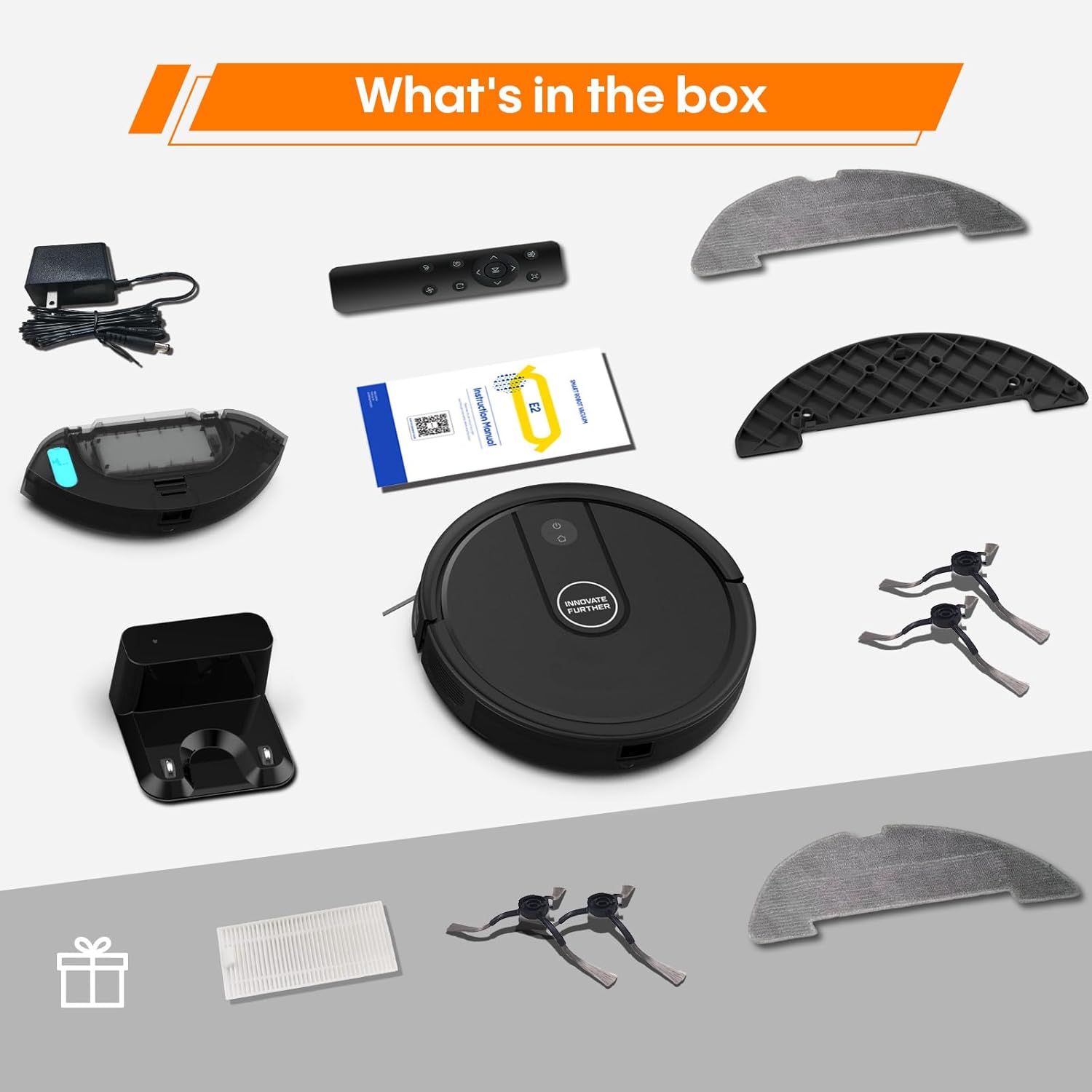 Robot Vacuum and Mop Combo : 3-in-1 Robotic Vacuum Cleaner, 2.87