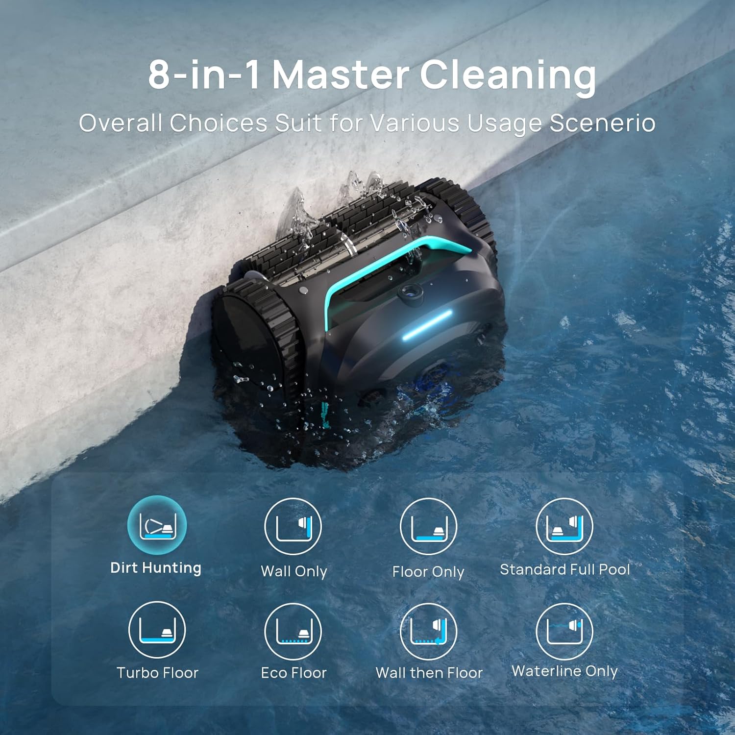 (2025 New) WYBOT C2 Vision Robotic Pool Vacuum with AI Camera, Ultra-Fine Filtration Pool Cleaners for Above&Inground Pools, Comprehensive 8 Mode, Wall Climbing, Smart Navigation, Gray