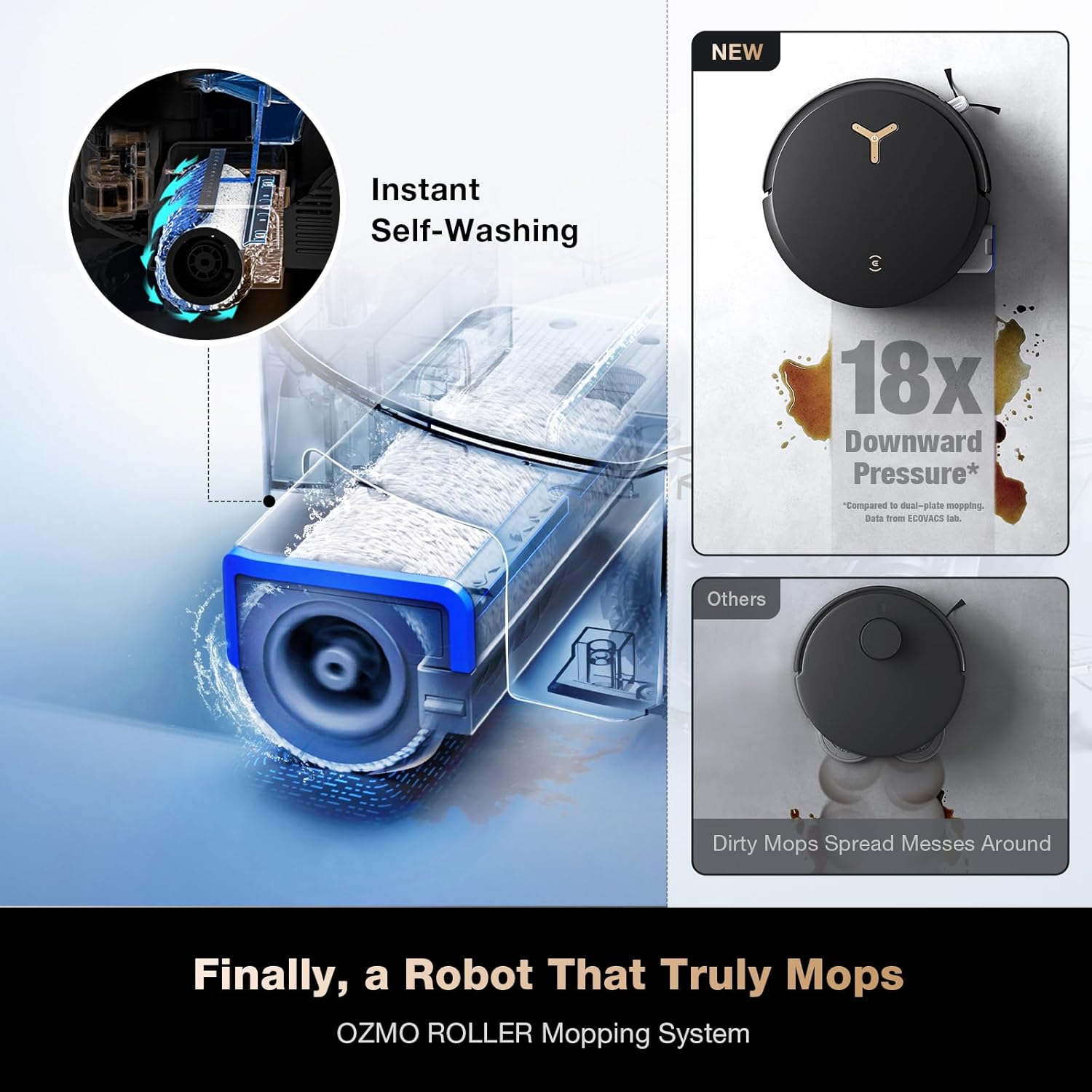ECOVACS DEEBOT T50 PRO Omni Robot Vacuum and Mop, 3.19” Ultra-Slim, 15,000Pa Suction, ZeroTangle 2.0, TruEdge Edge Cleaning, AIVI 3D Obstacle Avoidance, Auto Mop Wash & Dry, Self-Emptying
