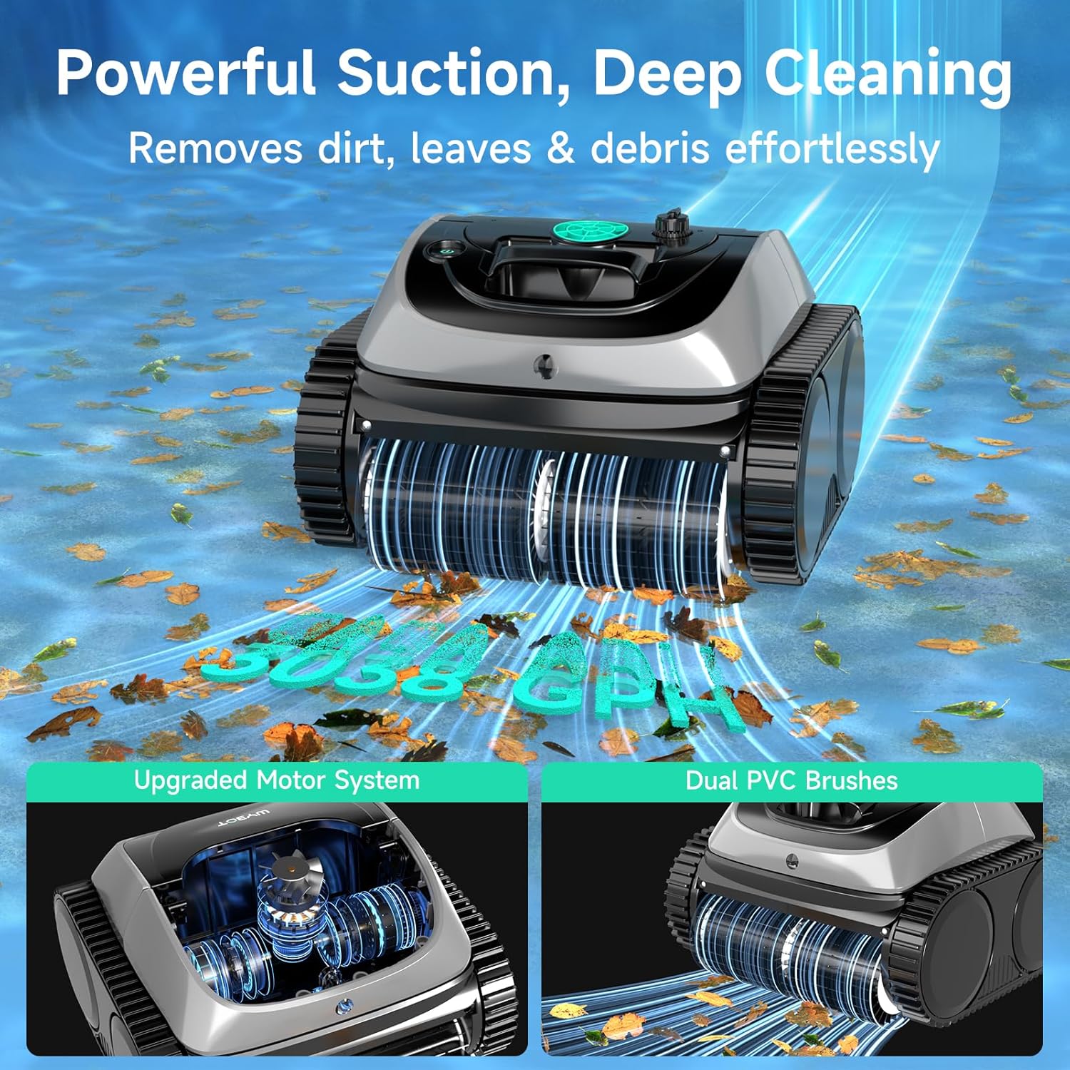 WYBOT C1 Robotic Pool Vacuum for Inground Pools, Cordless Pool Cleaner, 4-in-1 Wall & Waterline Cleaning Up to 1,614Sq.ft, Smart Navigation, App Support