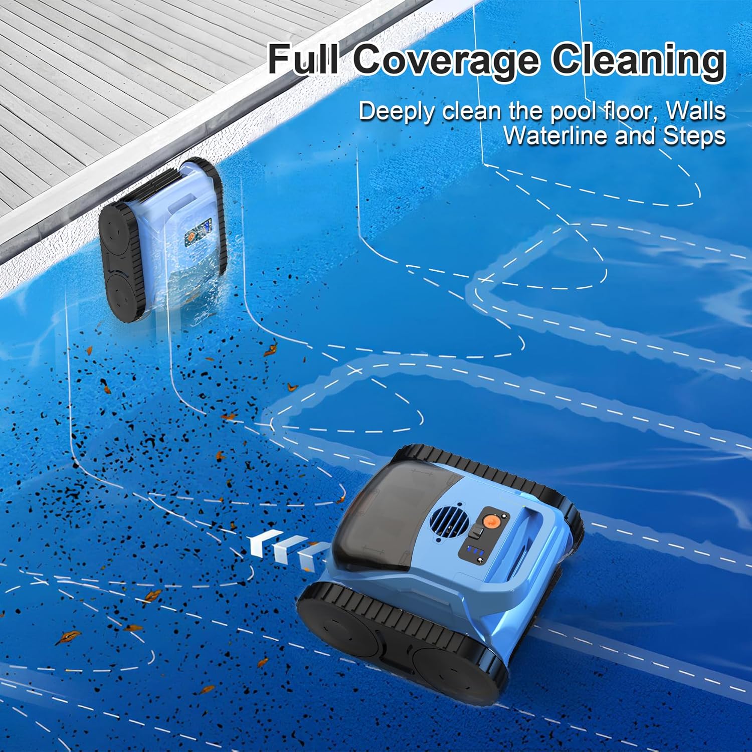 (2025 Upgrade) Pool Vacuum for Inground Pools, Robotic Pool Cleaner, Wall Climbing Pool Cleaner, Cleans Pool Floors, Drain & Walls & Waterline, Cleaning Up to 2100 Sq.ft, 180 Min