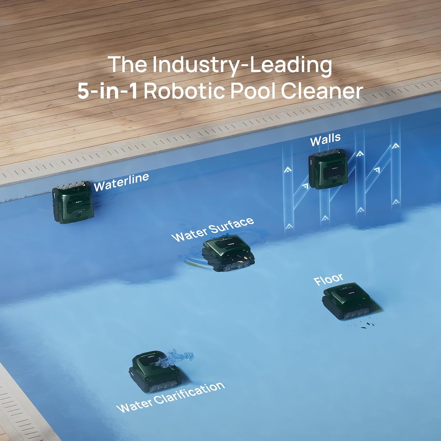 Beatbot AquaSense 2 Pro Cordless Pool Vacuum Robot, Unmatched 5-in-1 Cleaning, Surface Parking, Pool Skimmer with APP Control, Water Clarification, for Pools up to 3,875 Sq.ft – Emerald Green