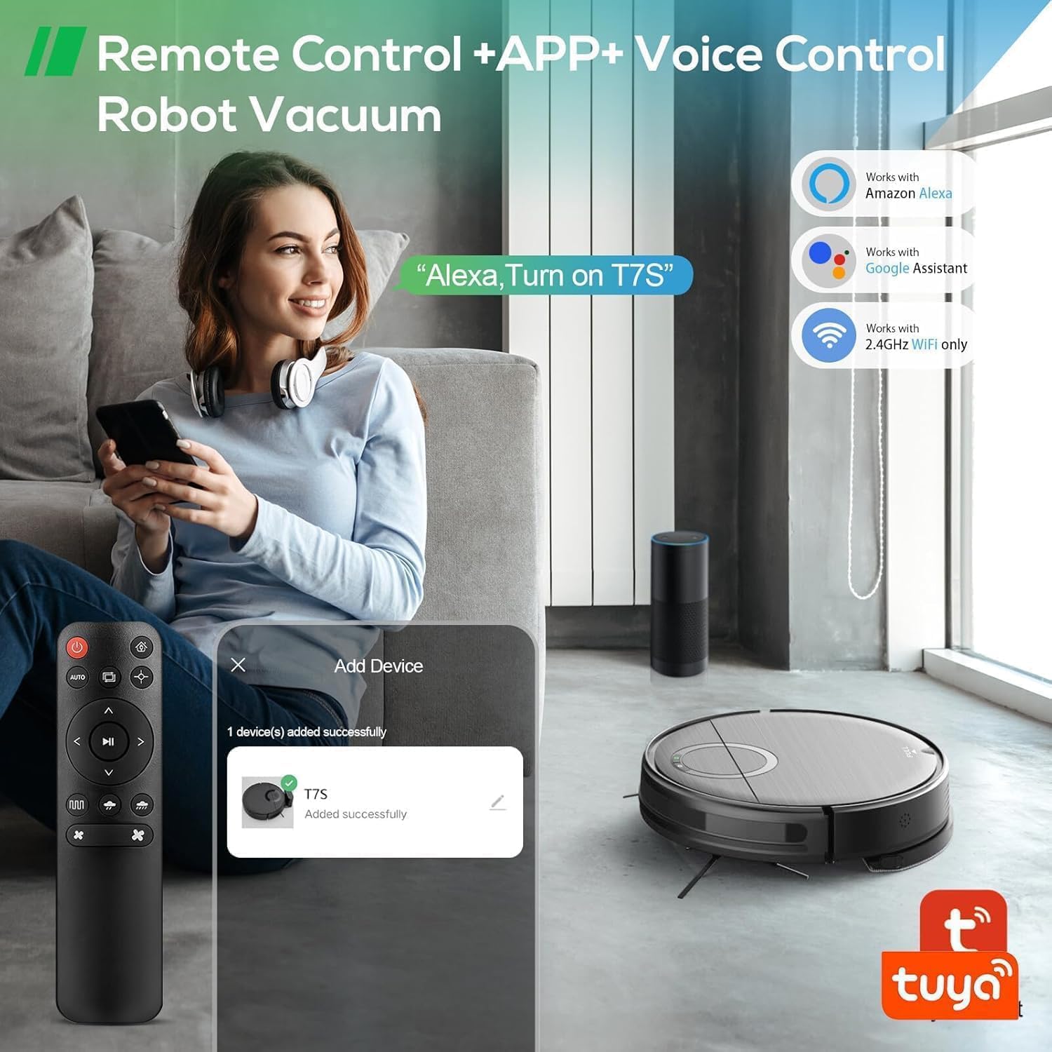 Robot Vacuum and Mop Combo, Robotic Vacuum Cleaner 2 in 1 Vacuuming Mopping with Schedule, Wi-Fi/App/Remote, Max Suction 2000Pa, Self-Charging, Slim, Ideal for Hard Floor, Pet Hair, Low-Pile Carpet