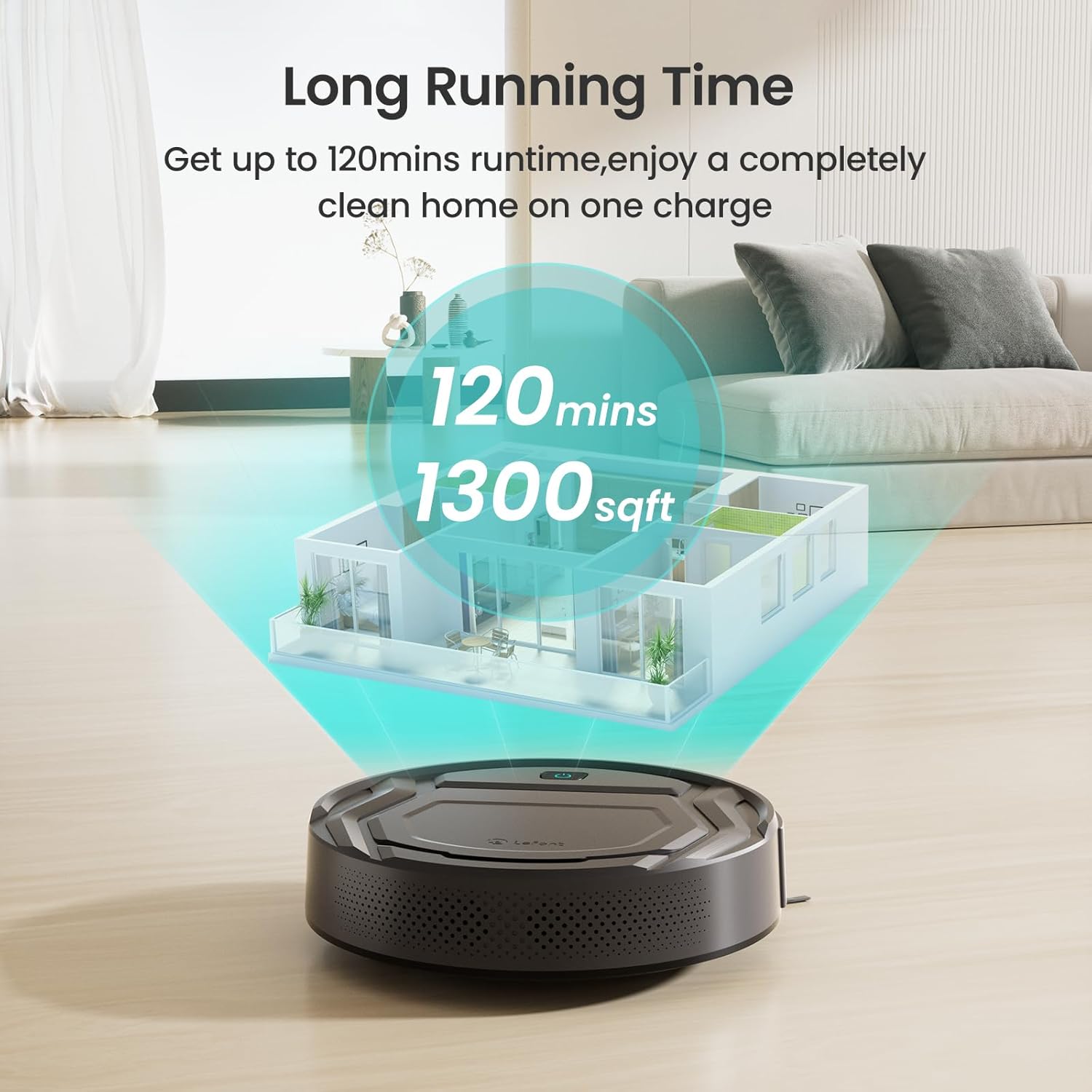 Lefant M2 Plus Robot Vacuum and Mop Combo,190° PSD Obstacle Avoidance,LIDAR Navigation,40-Day Capacity,Powerful Suction,Perfect for Pet Hair,140 Min Runtime, WiFi/App/Alexa