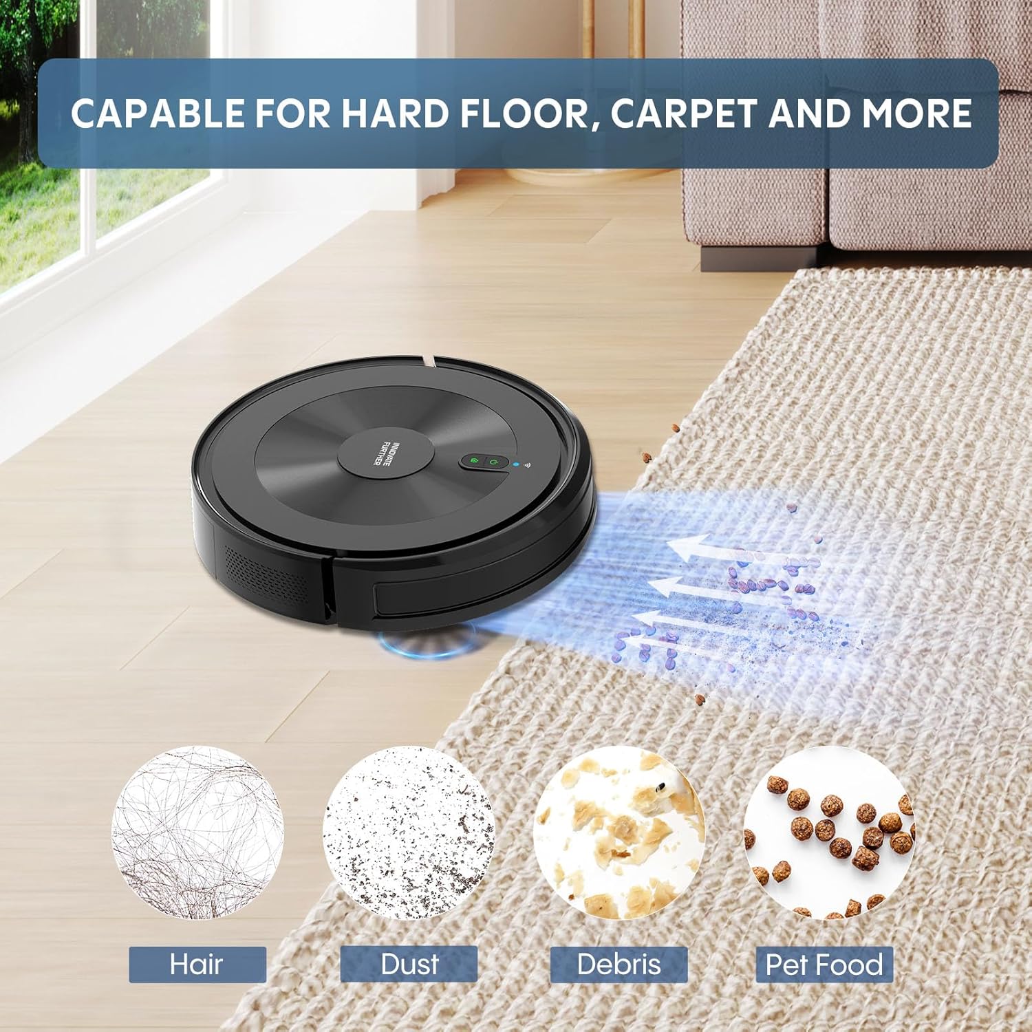 Robot Vacuum and Mop Combo: 3000Pa Suction Sweeping robot 120Mins Runtime & APP/Voice/Remote & Scheduled & Self-Charging, Slim Robot Vacuum Cleaner for Home Hard Floor, Low-Pile Carpet, Pet Hair