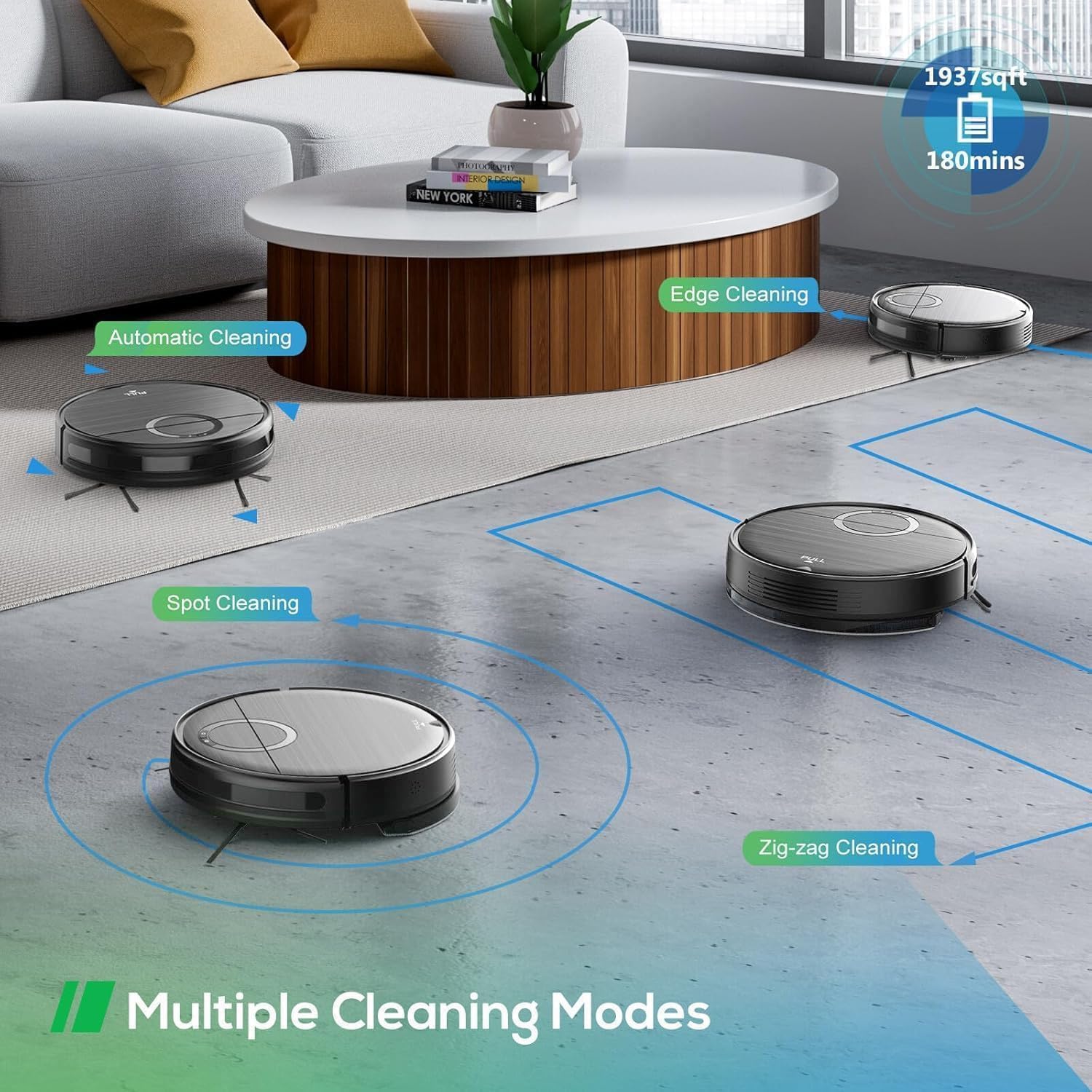 Robot Vacuum and Mop Combo, Robotic Vacuum Cleaner 2 in 1 Vacuuming Mopping with Schedule, Wi-Fi/App/Remote, Max Suction 2000Pa, Self-Charging, Slim, Ideal for Hard Floor, Pet Hair, Low-Pile Carpet