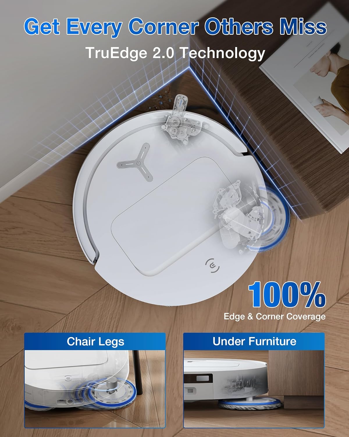 ECOVACS DEEBOT T50 PRO Omni Robot Vacuum and Mop, 3.19” Ultra-Slim, 15,000Pa Suction, ZeroTangle 2.0, TruEdge Edge Cleaning, AIVI 3D Obstacle Avoidance, Auto Mop Wash & Dry, Self-Emptying