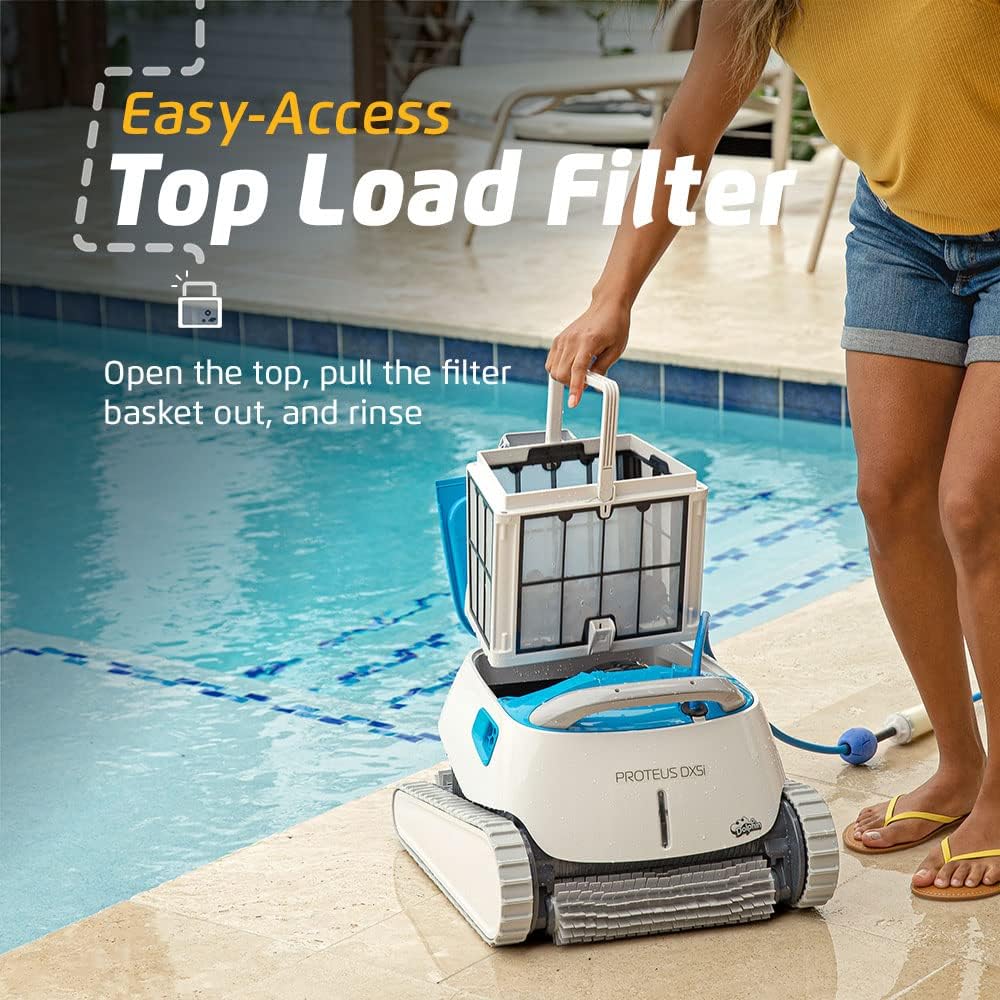 Dolphin Proteus DX3 Automaitc Robotic Pool Vacuum Cleaner, Wall Climbing, Active Scrubber Brush, Ideal for In-ground Pools up to 33 FT in Length