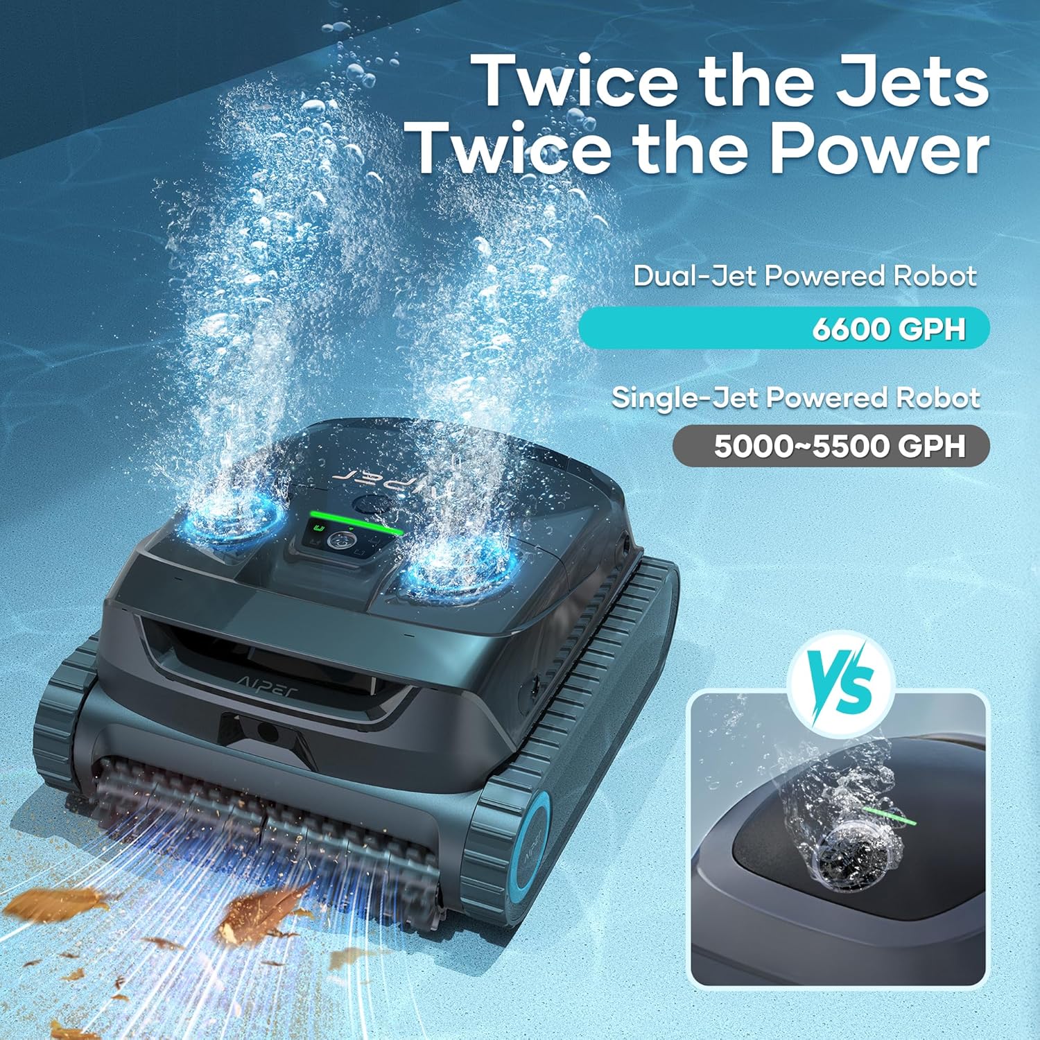 AIPER Scuba X1 Cordless Robotic Pool Cleaner, 6600 GPH High-Power Suction, Horizontal Waterline Scrubbing, Upgraded Cross Pattern Smart Navigation, Ideal for Inground Pools up to 2,150 sq.ft