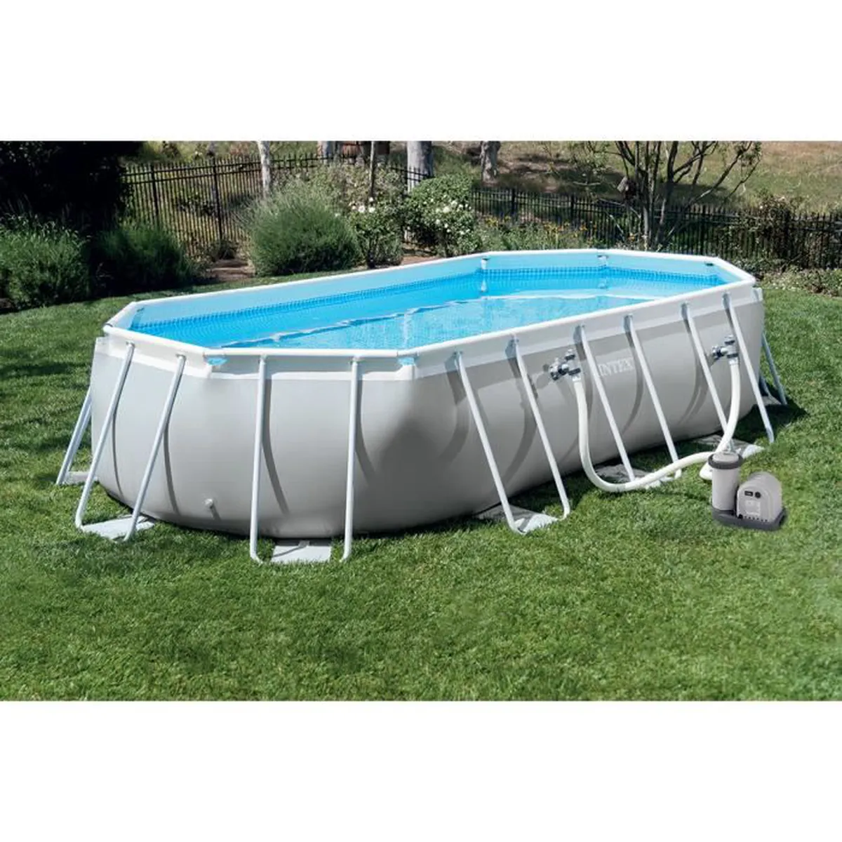Kit piscine prism frame ovale tubulaire (l)6,10 x (l)3,05 x (h)1,22m et chauffage solaire