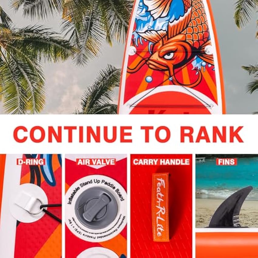 FunWater Inflatable Paddleboard Stand Up Paddle Board with Ultra-Light SUP Premium Accessories Non-Slip Comfort Deck for Youth&Adults