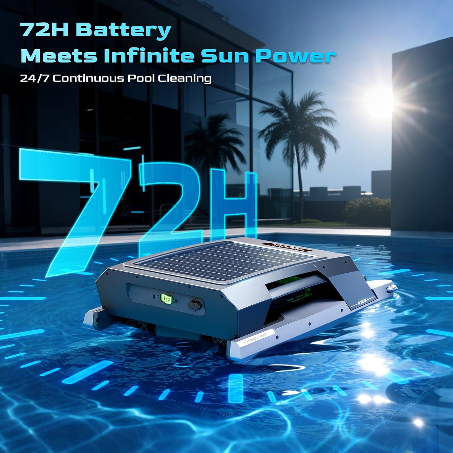 A US-Inspired Brand Anpool P1 Automatic Pool Cleaners for Above-Ground & In-Ground Pools, Robotic Pool Cleaner with Solar & DC Charging, 72H Runtime, Anti-UV, Anti-Stuck Smart Obstacle Avoidance