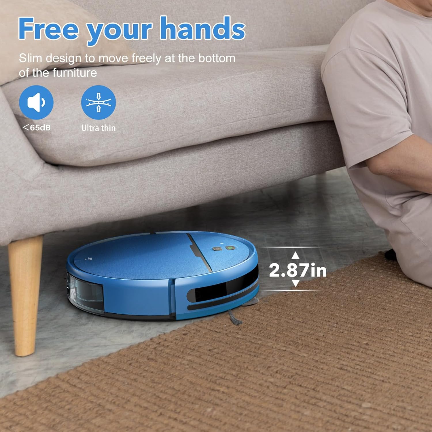Robot Vacuum and Mop Combo, 2 in 1 Robot Vacuums Cleaner with WiFi/App, Robotic Vacuum with Strong Suction, Schedule, Self-Charging, Slim, Quiet, Ideal for Hard Floor, Pet Hair, Low Pile Carpet